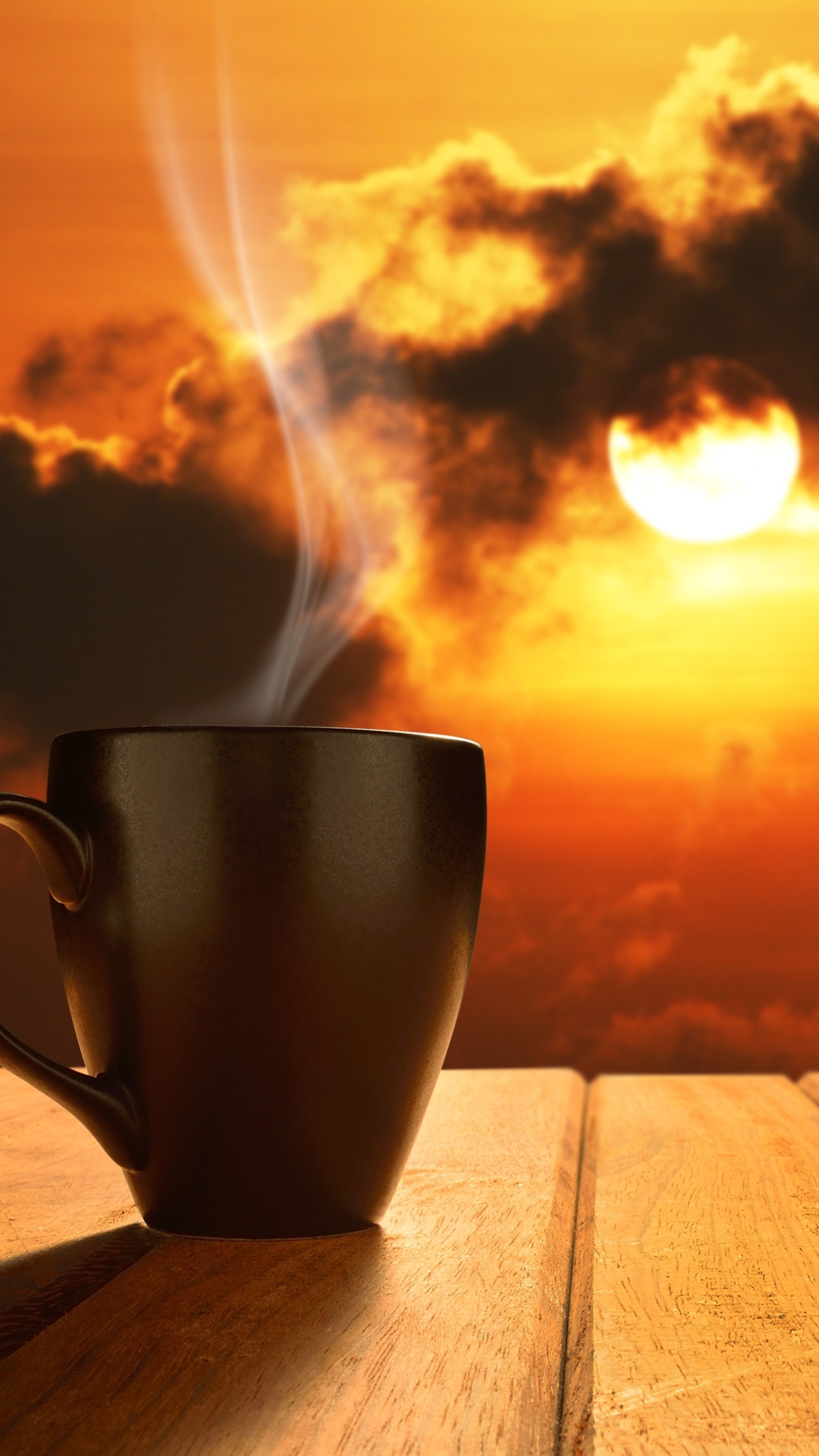 Morning coffee, Sun rising, Xperia wallpapers, 2160x3840 4K Phone