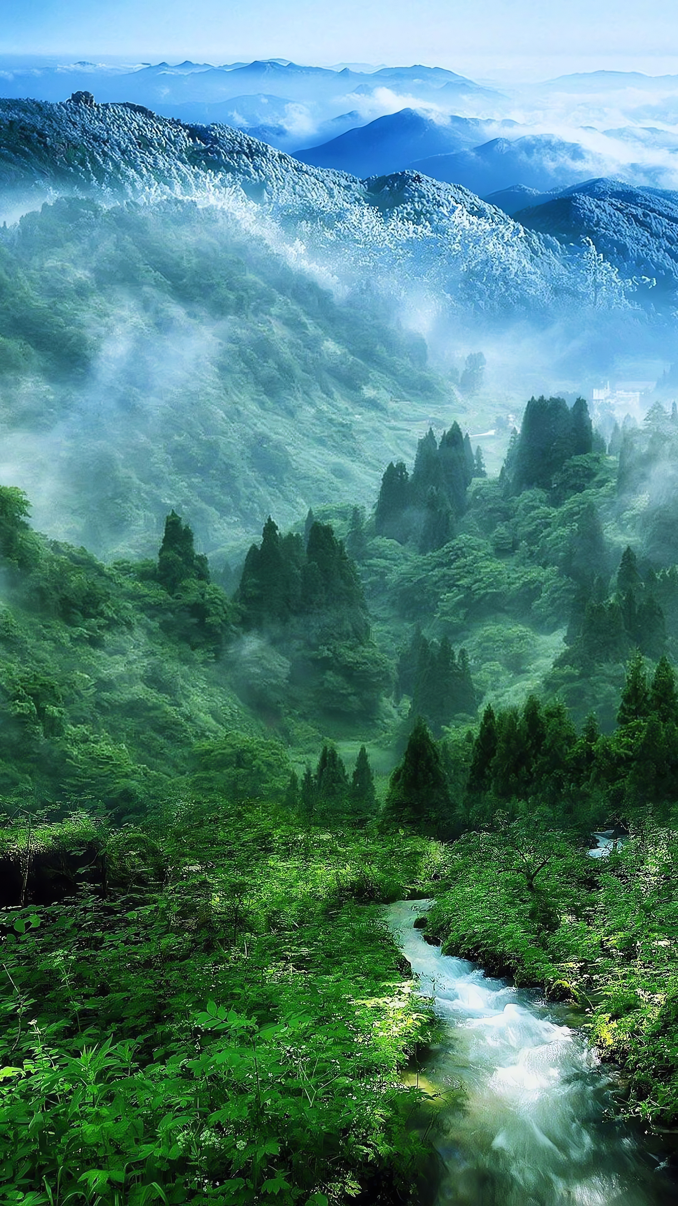 Mountain Forest, Green Mountains, View Point, HD, AI Wallpaper