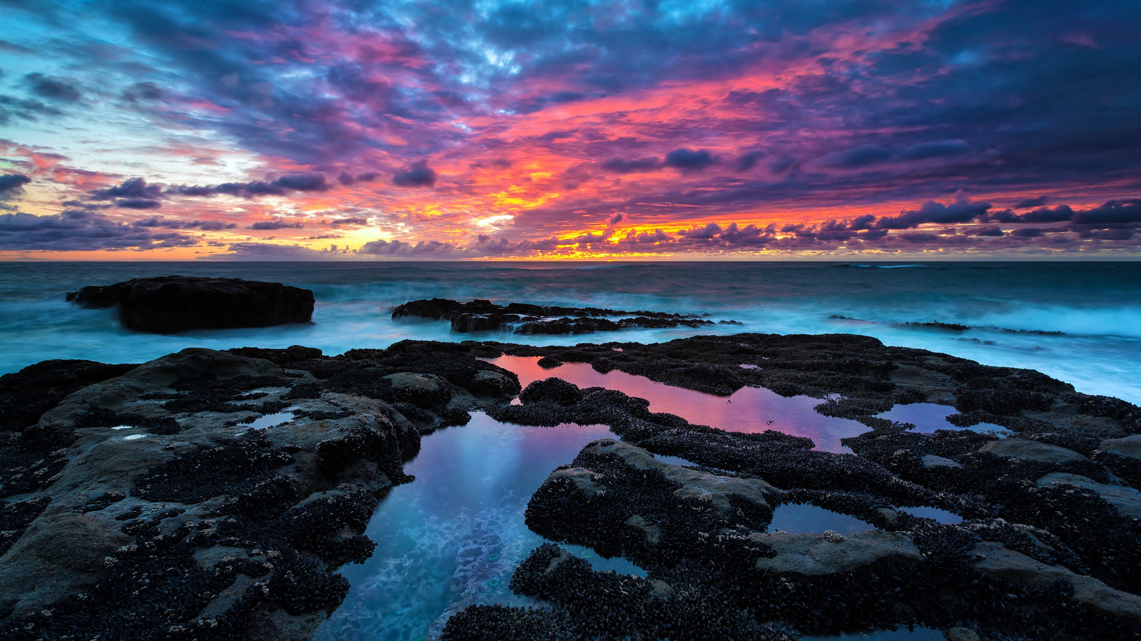 Sunset, Ocean Landscape Wallpaper, 3840x2160 4K Desktop