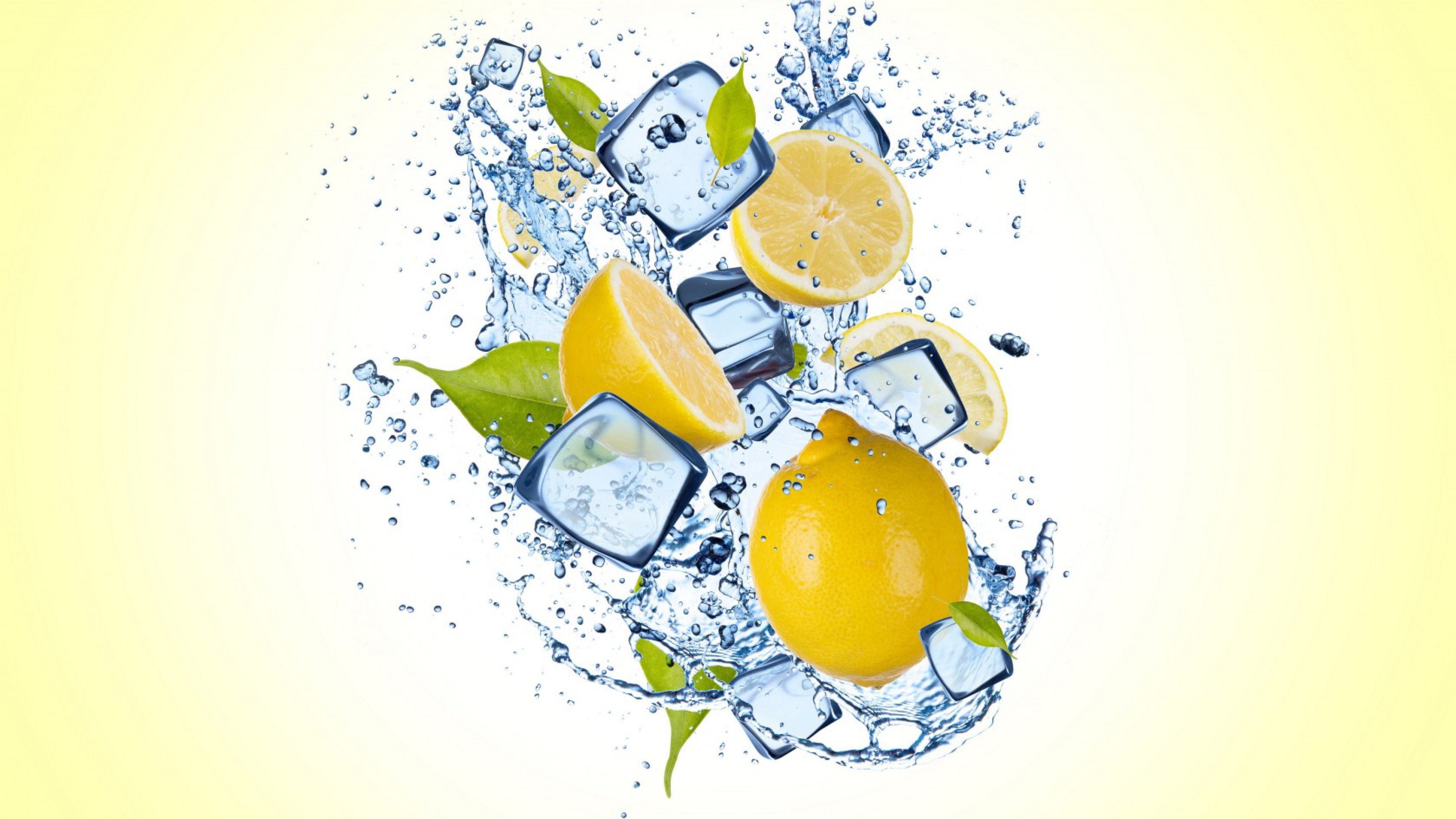 Ice cubes, Lemons Wallpaper, 3840x2160 4K Desktop