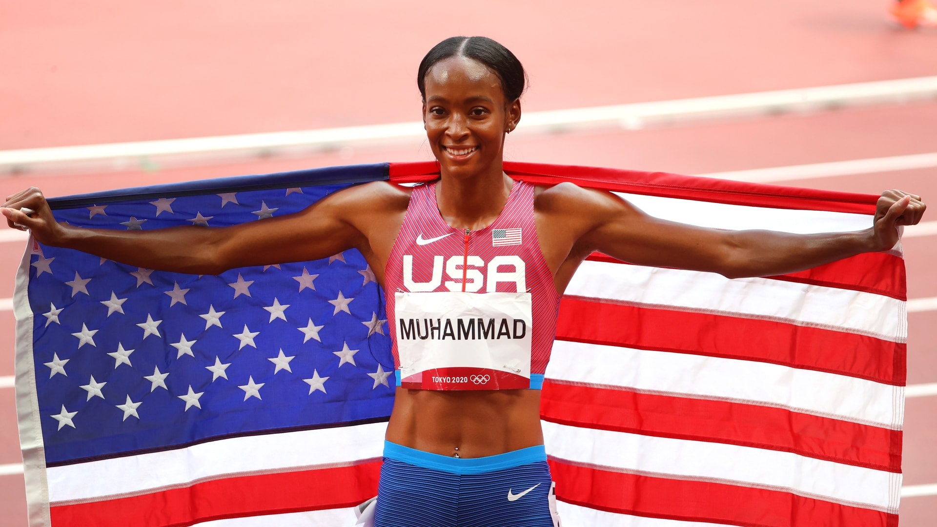 Dalilah Muhammad, Olympic swag bag, Olympics podcast, NBC Olympics, 1920x1080 Full HD Desktop