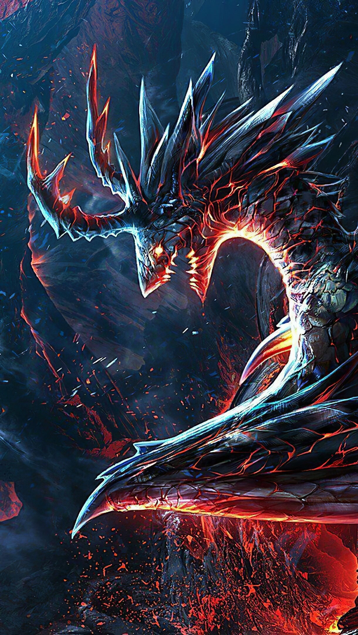 Burning dragon, Ultra HD, 4K resolution, Intense flames, 1220x2160 HD Phone