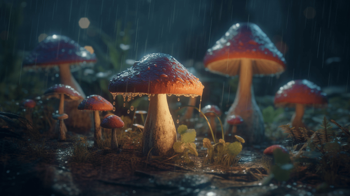 Glowing Mushrooms Lofi Wallpaper - Behance 1200x680