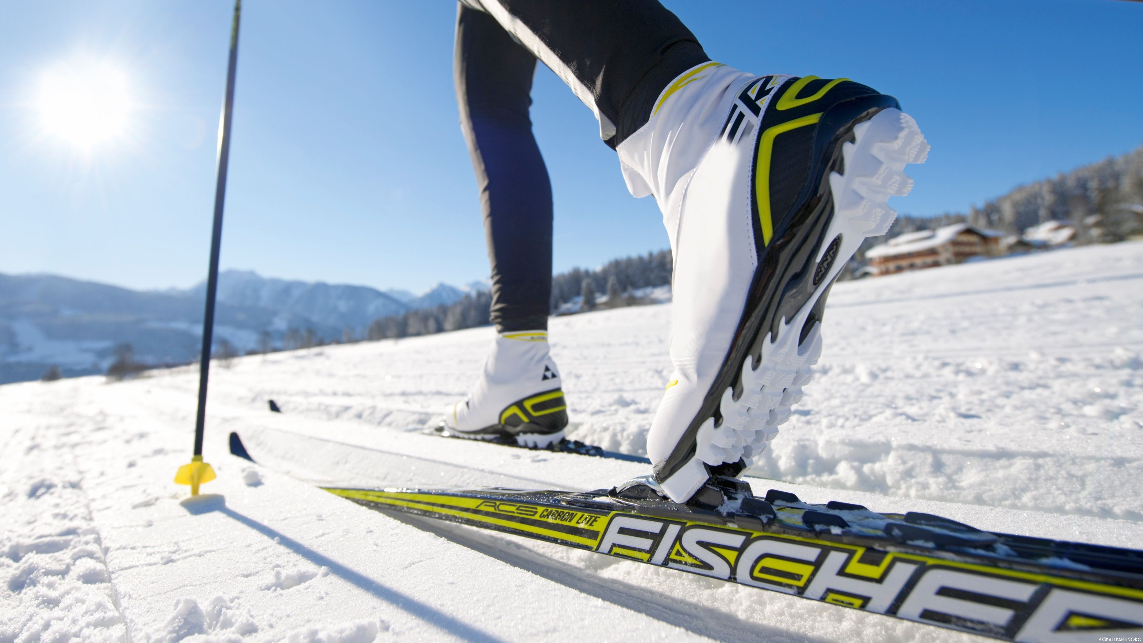 Fischer cross-country skis, Skiing Wallpaper, 3840x2160 4K Desktop