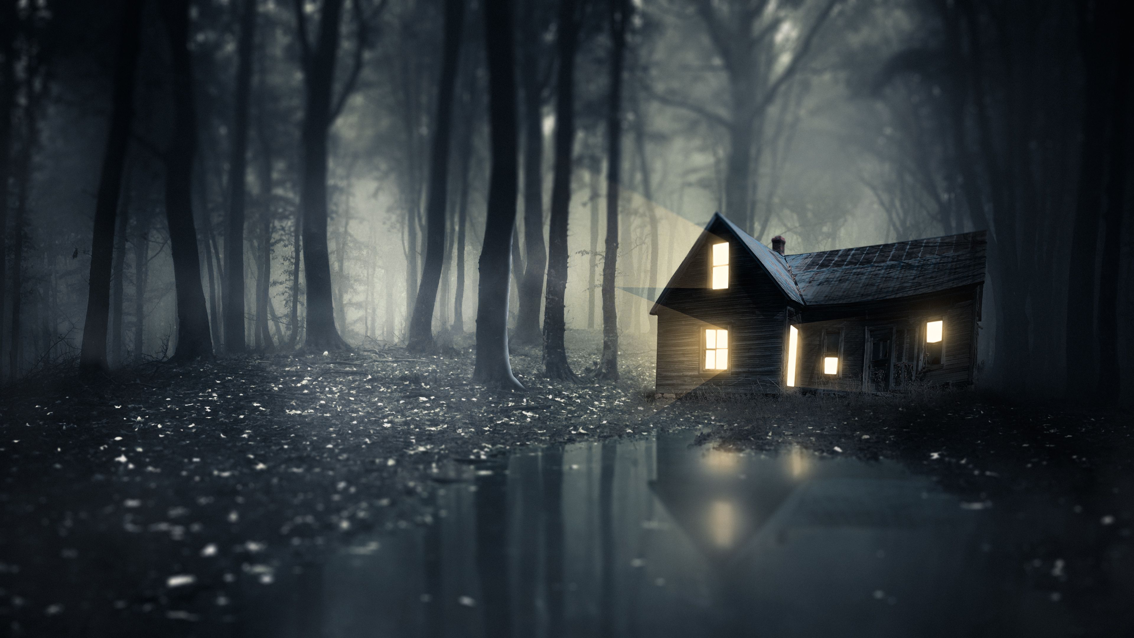 Cabin, Haunted Forest Wallpaper, 3840x2160 4K Desktop