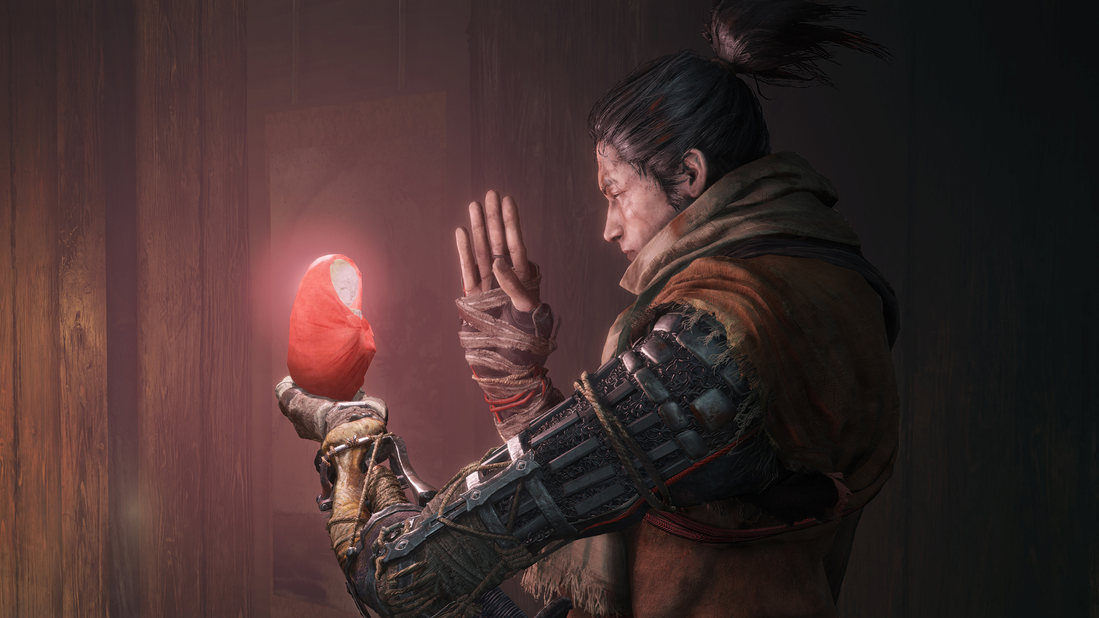 Wolf, Bundled Jizo Statue, Shinobi Prosthetic, 4K Desktop wallpaper