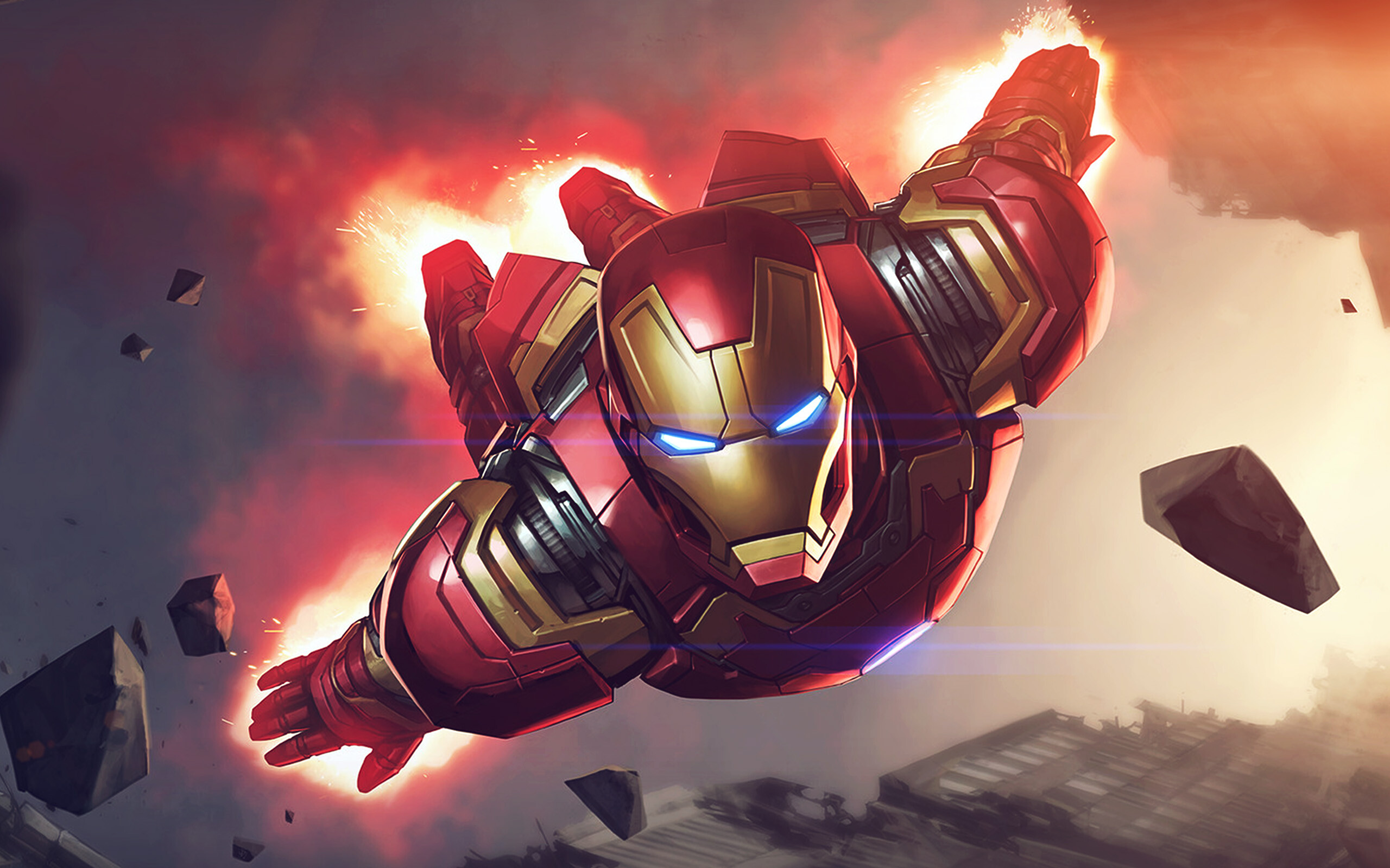 Az71 Ironman, Marvel illustration art, Blue flare, Superhero wallpaper, 2560x1600 HD Desktop