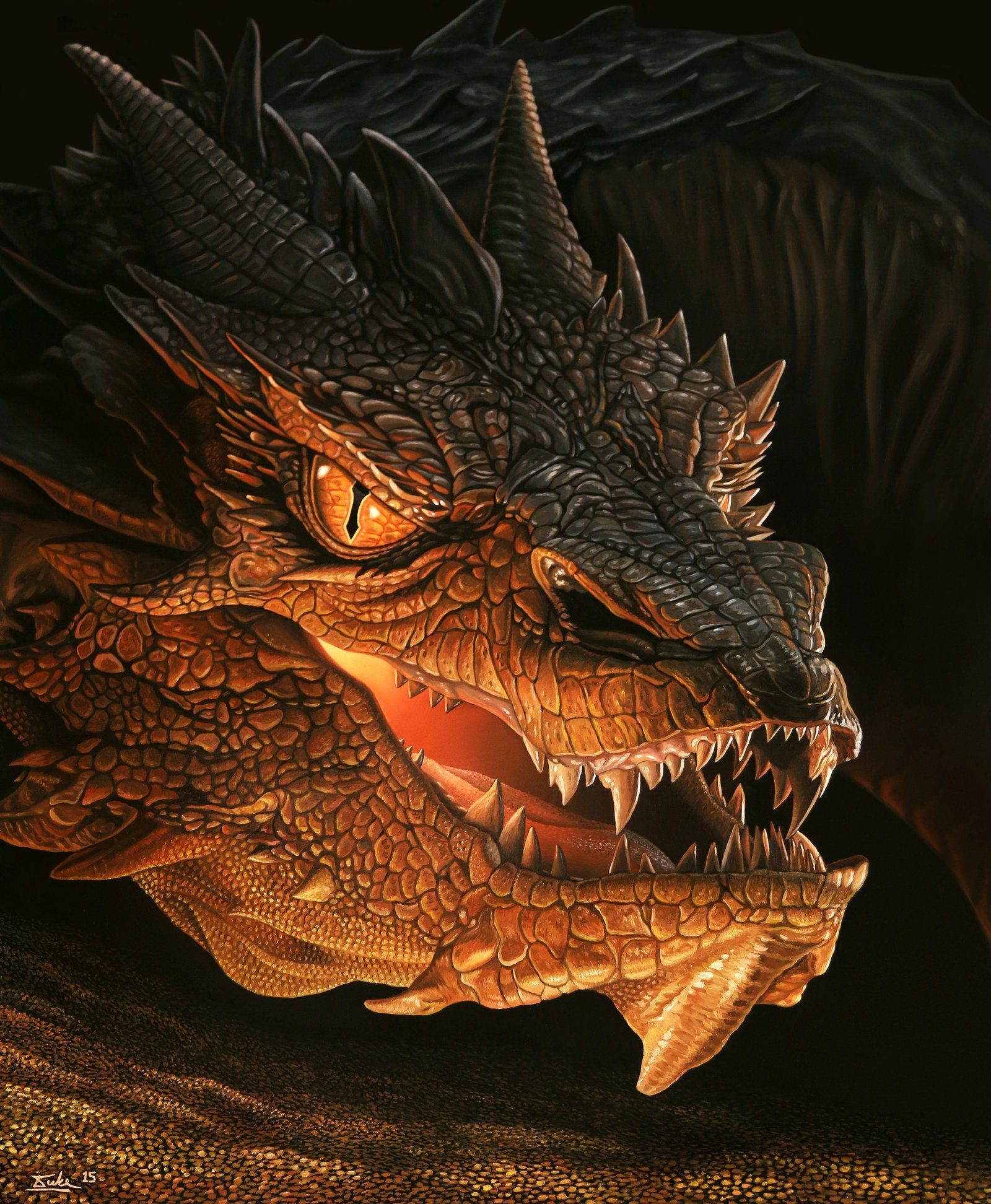 Smaug, The Hobbit, Tolkien, Dragon, 1600x1950 HD Phone