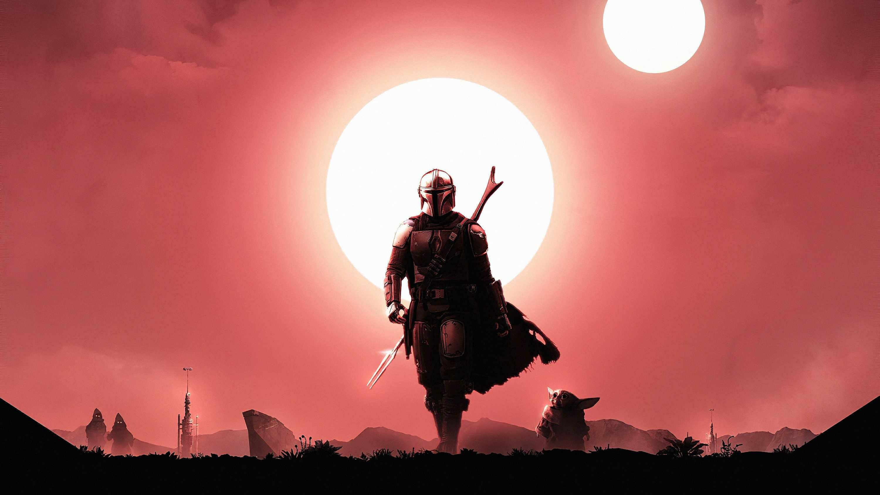 Desktop Mandalorian, Dark ambience, Intergalactic journey, Evasion tactics, 3000x1690 HD Desktop