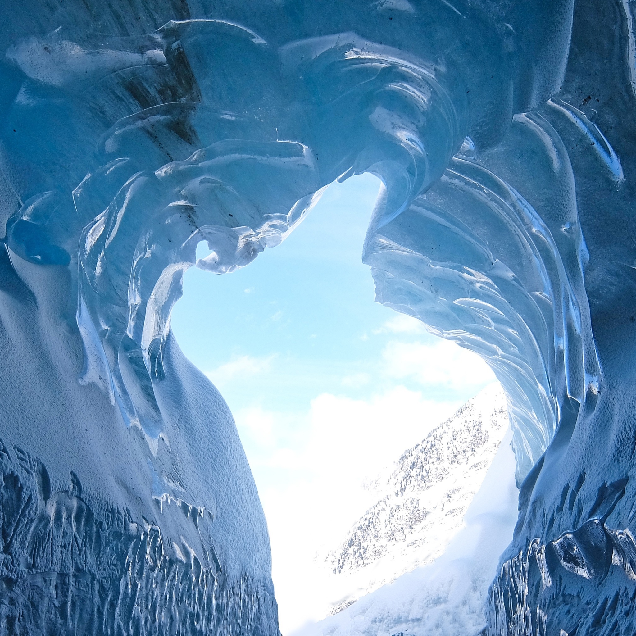 Mer de Glace, Ice Cave Wallpaper, 2050x2050 HD Phone