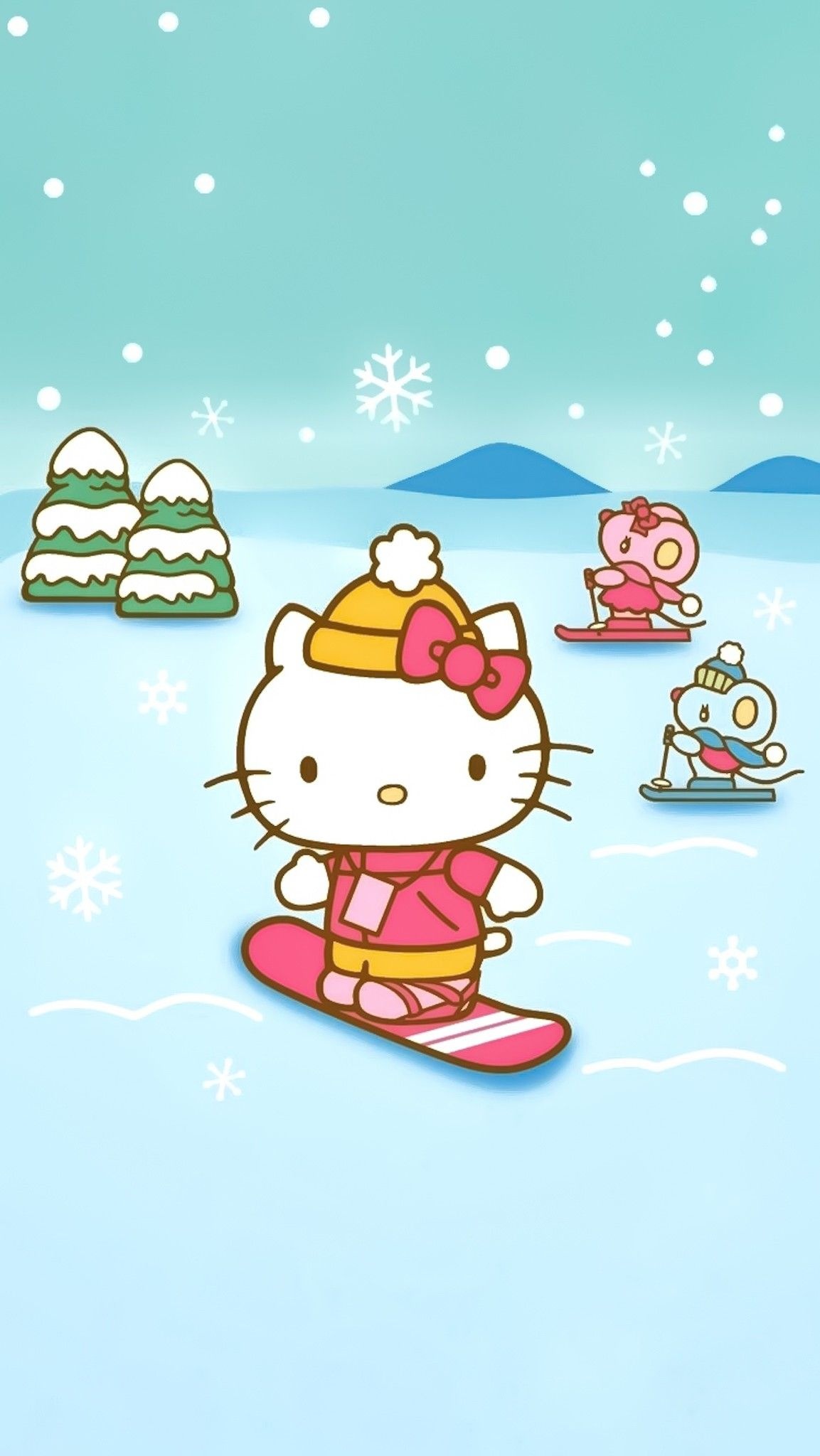 Snowboard, Hello Kitty Winter Wallpaper, 1160x2050 HD Phone