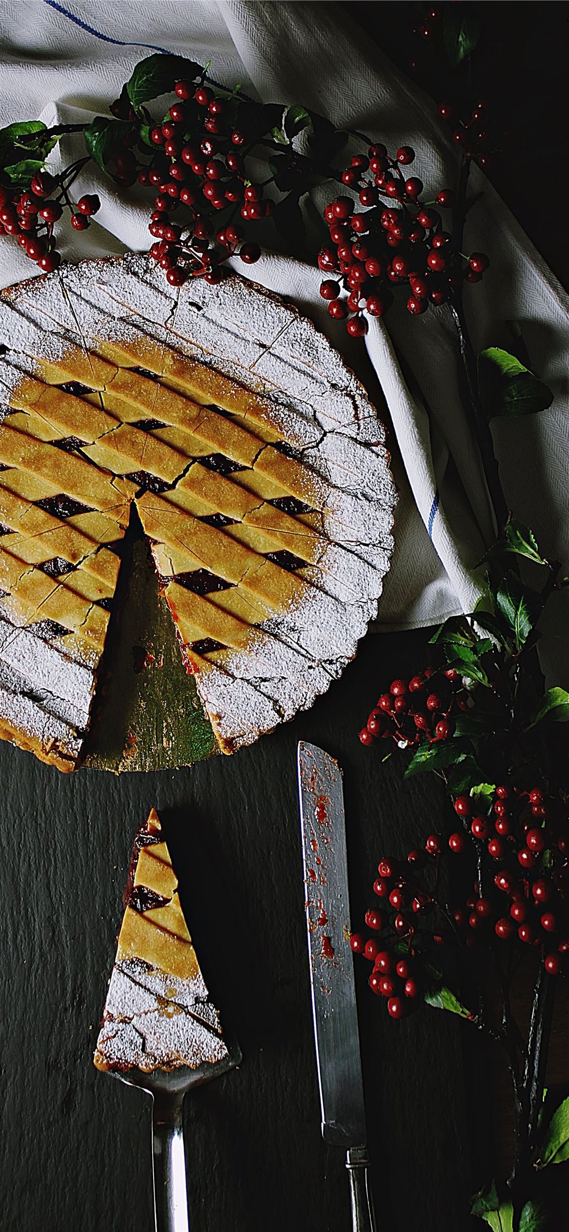 Sliced cherry pie, Baked to perfection, Sweet and tart, Cherrylicious delight, 1130x2440 HD Phone