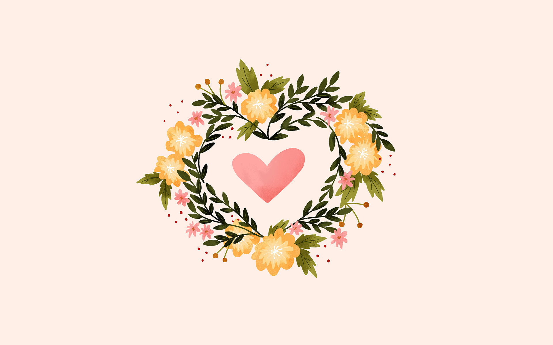 Heart wreath, Wallpaper for devices, Crafted beauty, Handmade design, 1920x1200 HD Desktop