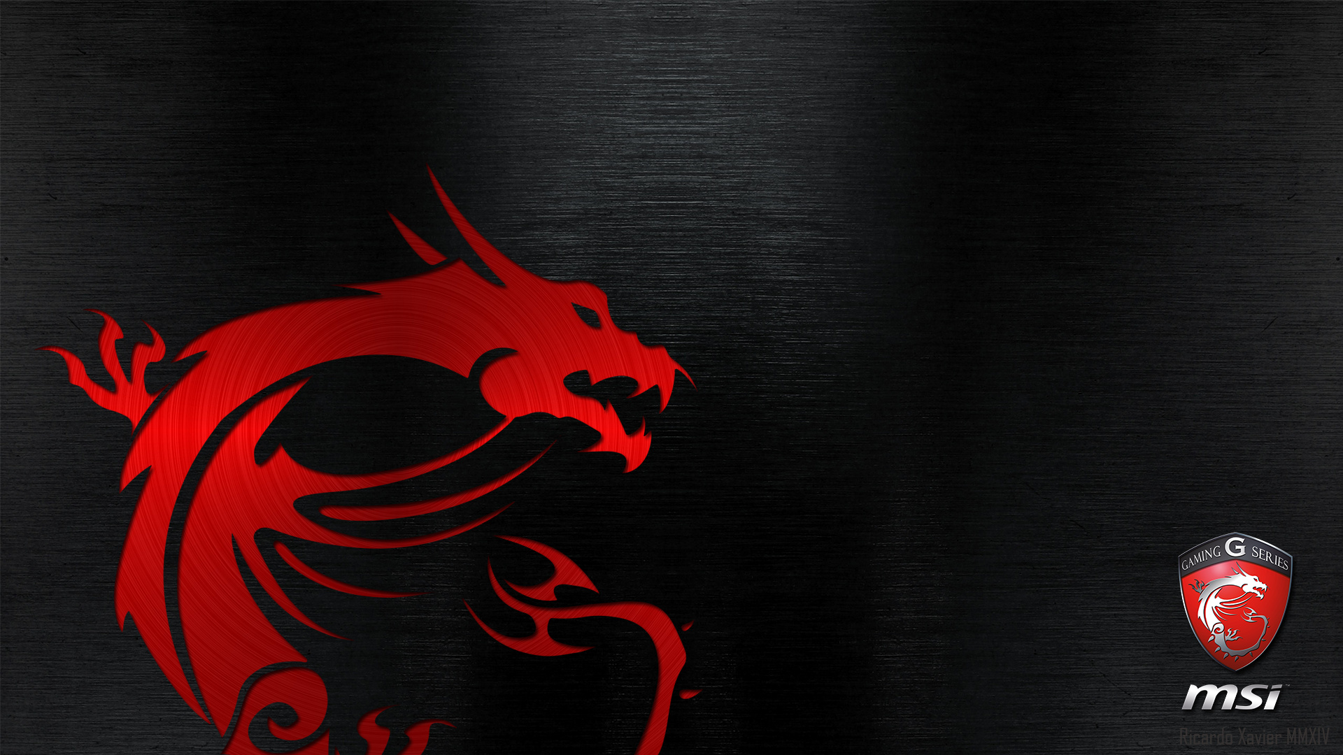 MSI Gaming dragon logo, msi GAMING SERIES badge, brushed black metal texture, Full HD Desktop wallpaper