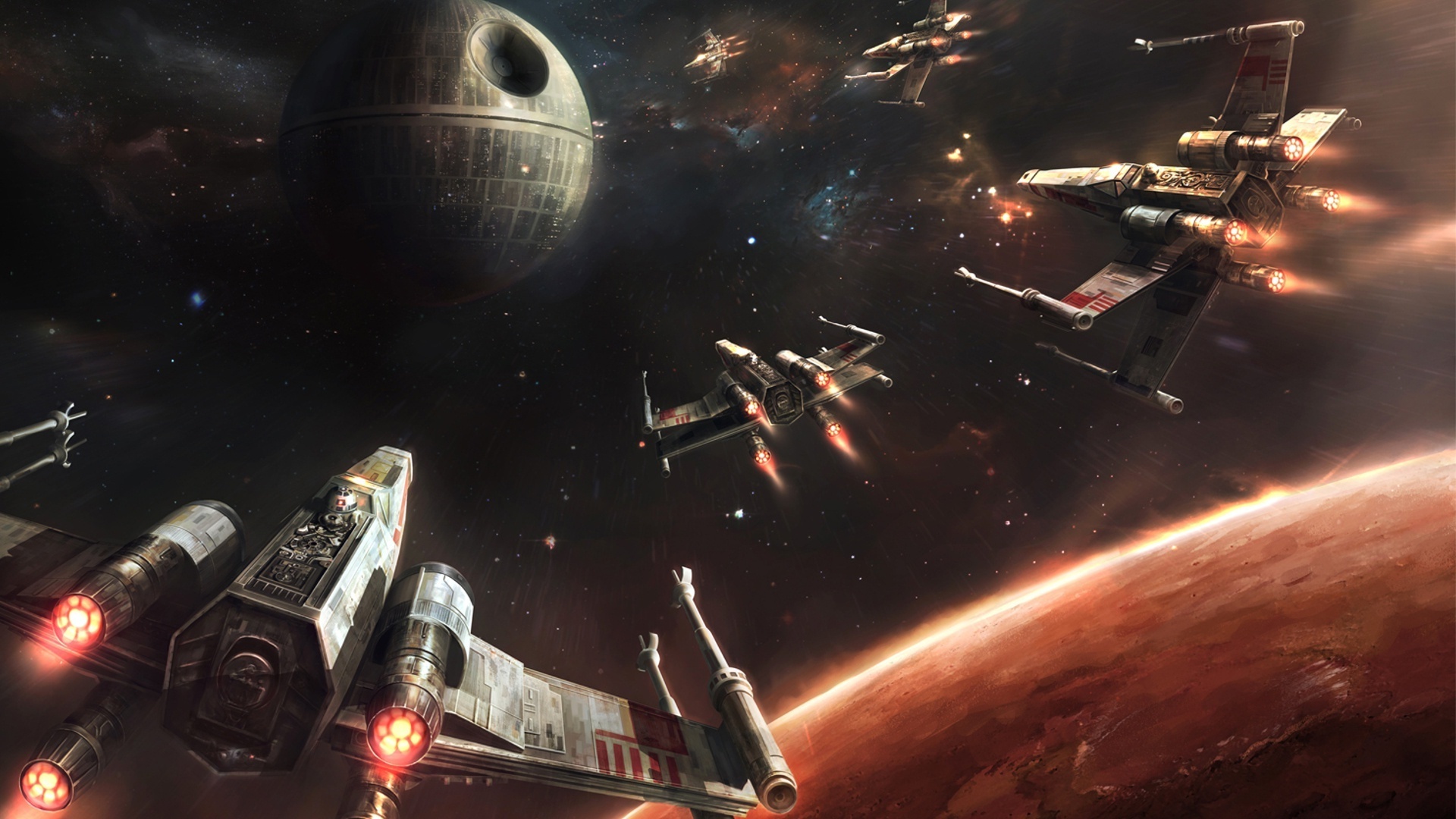 Death Star, Star Wars, Planet, X-Wing, 1920x1080 Full HD Desktop