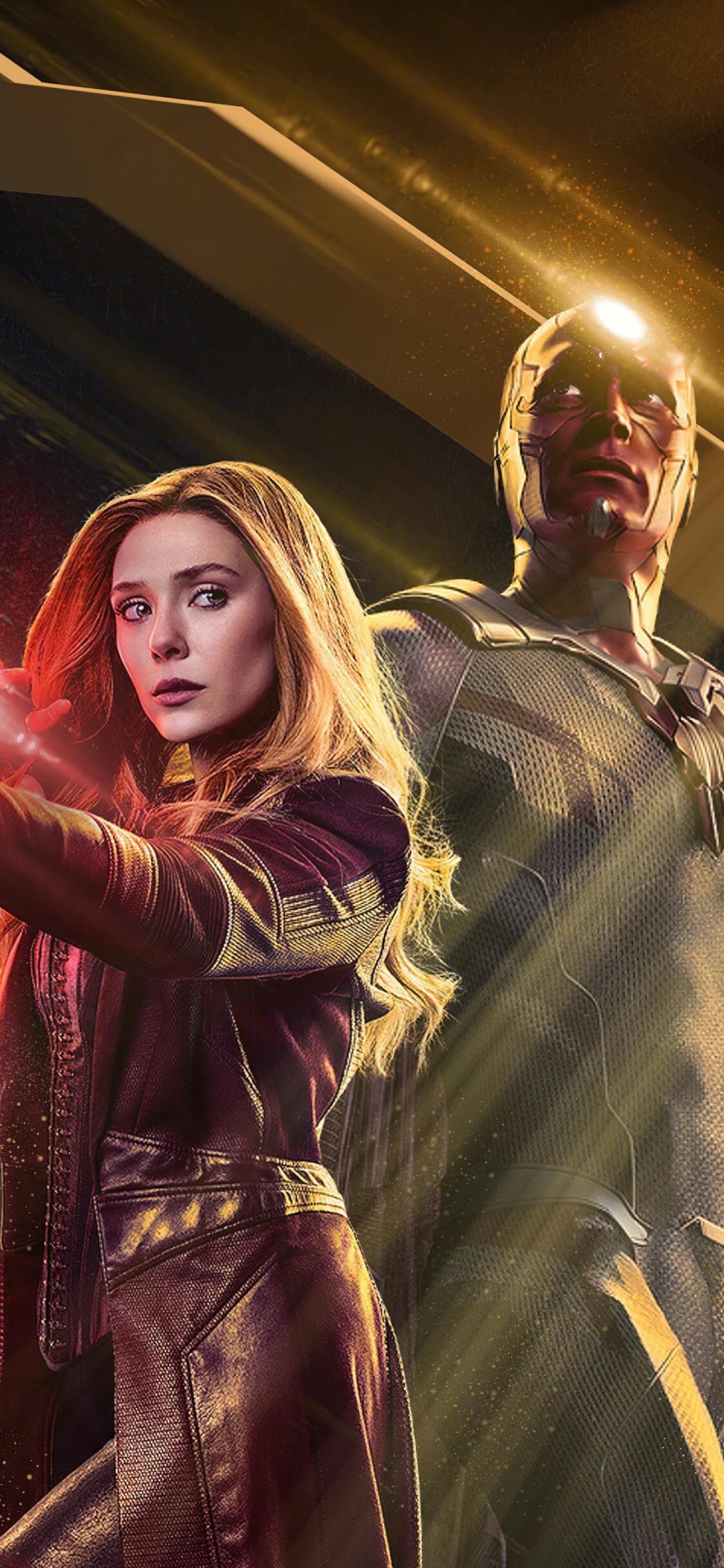 Scarlet Witch, Marvel superhero posters, Photogenic actress, Exudes power, 1130x2440 HD Phone