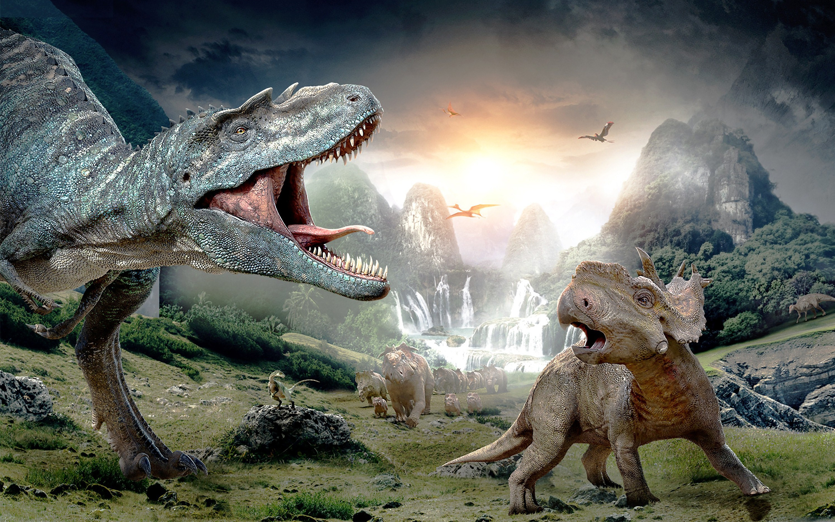 Pachyrhinosaurus and Tyrannosaurus, Dinosaurs Wallpaper, 2880x1800 HD Desktop