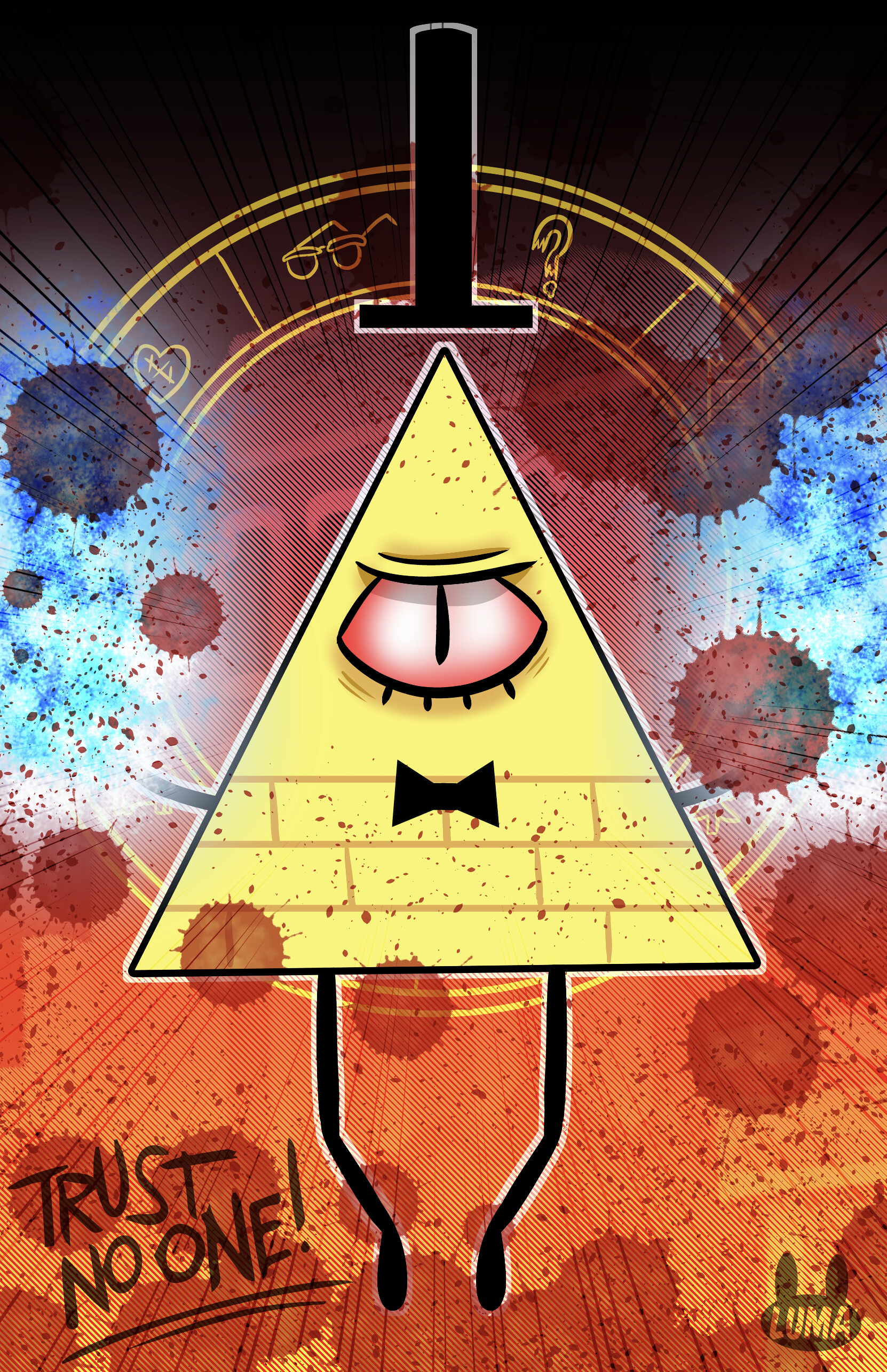 Human Bill Cipher, Gravity Falls character, Sami Hedstrand art, 1670x2580 HD Phone