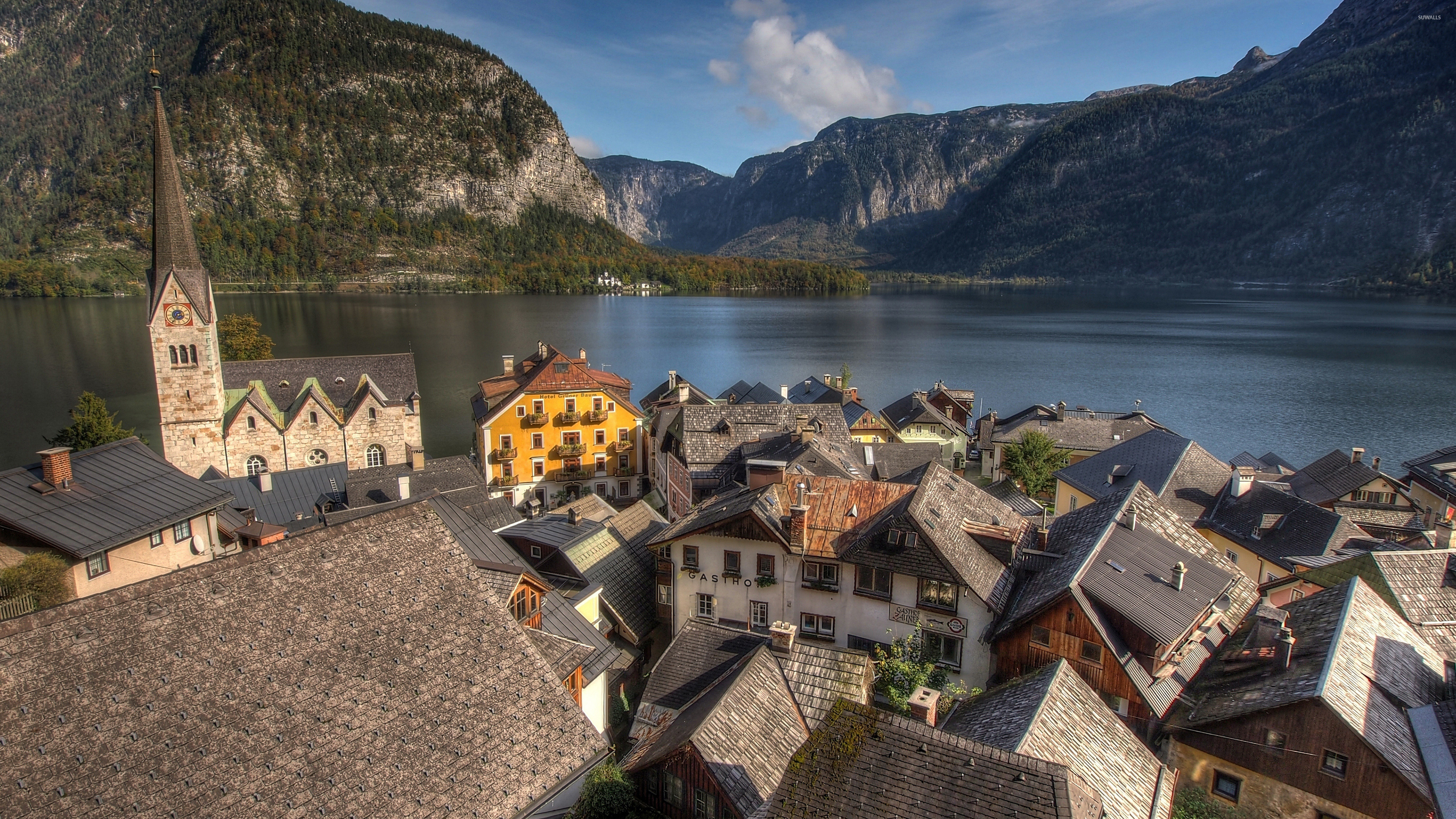 German town by the lake, World wallpapers, 3840x2160 4K Desktop