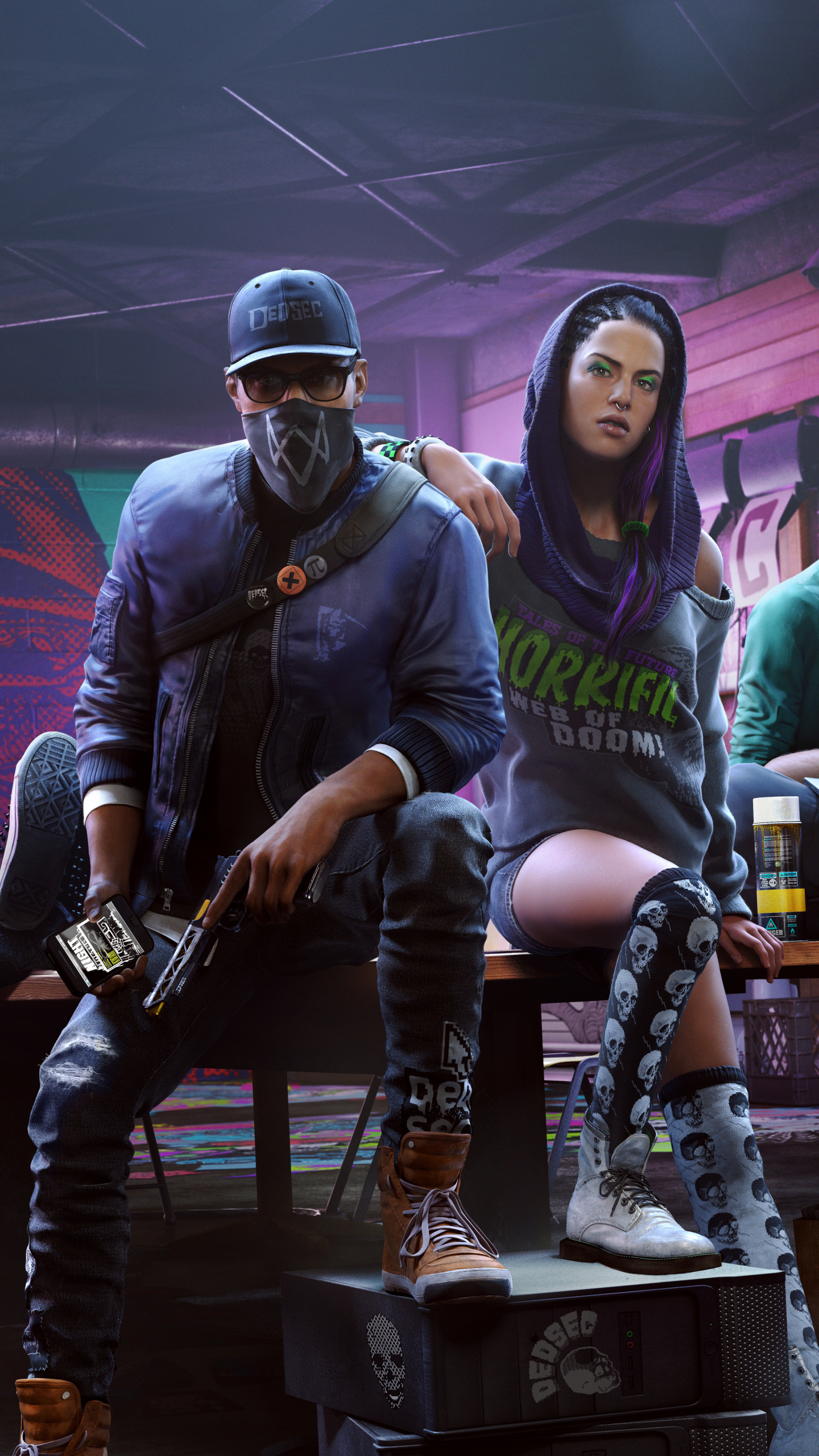 Marcus Holloway, Sitara Dhawan, DedSec logo, HD Phone wallpaper