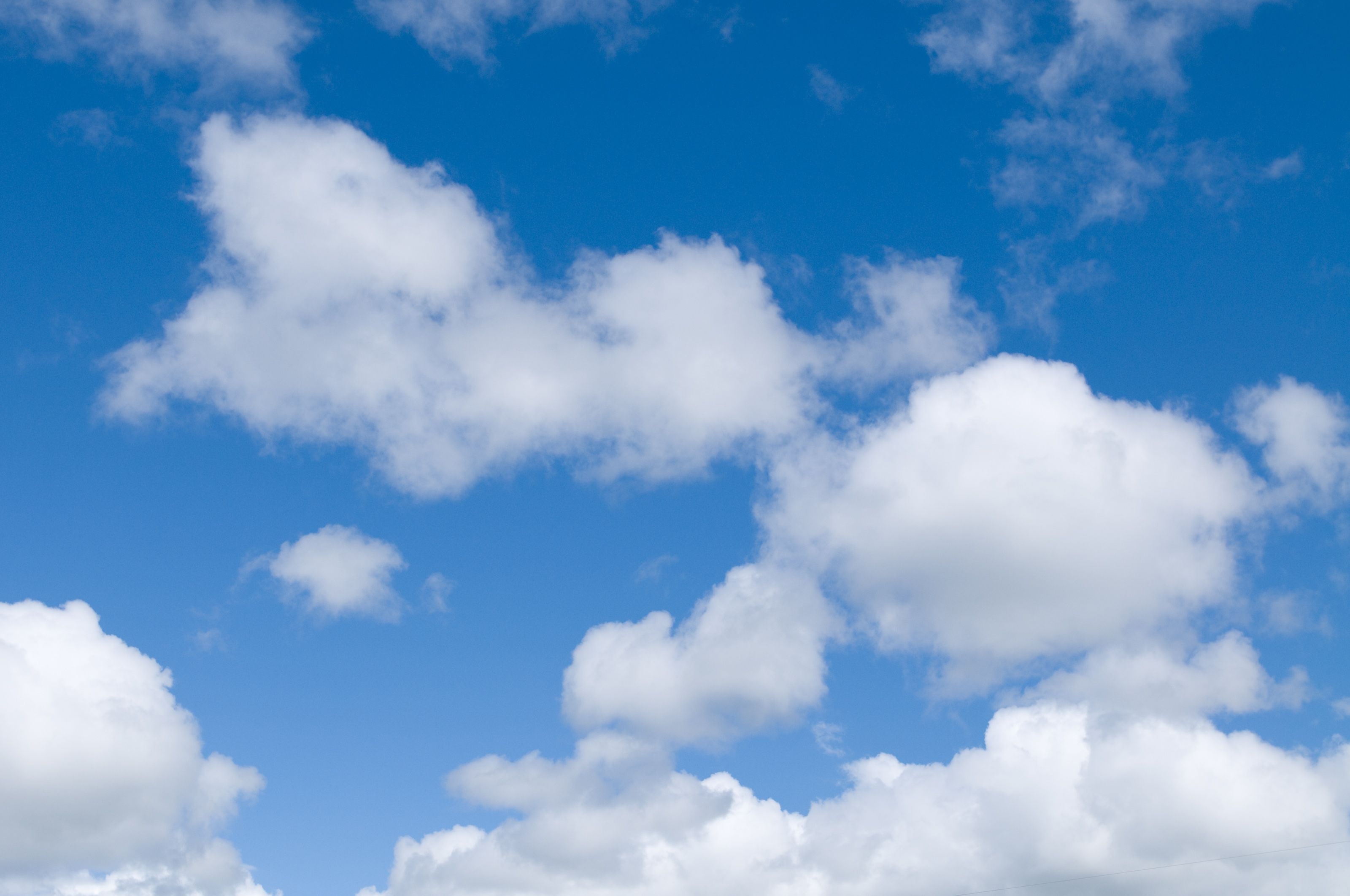 white cumulus clouds, bright blue sky, scattered daytime clouds, HD Desktop wallpaper