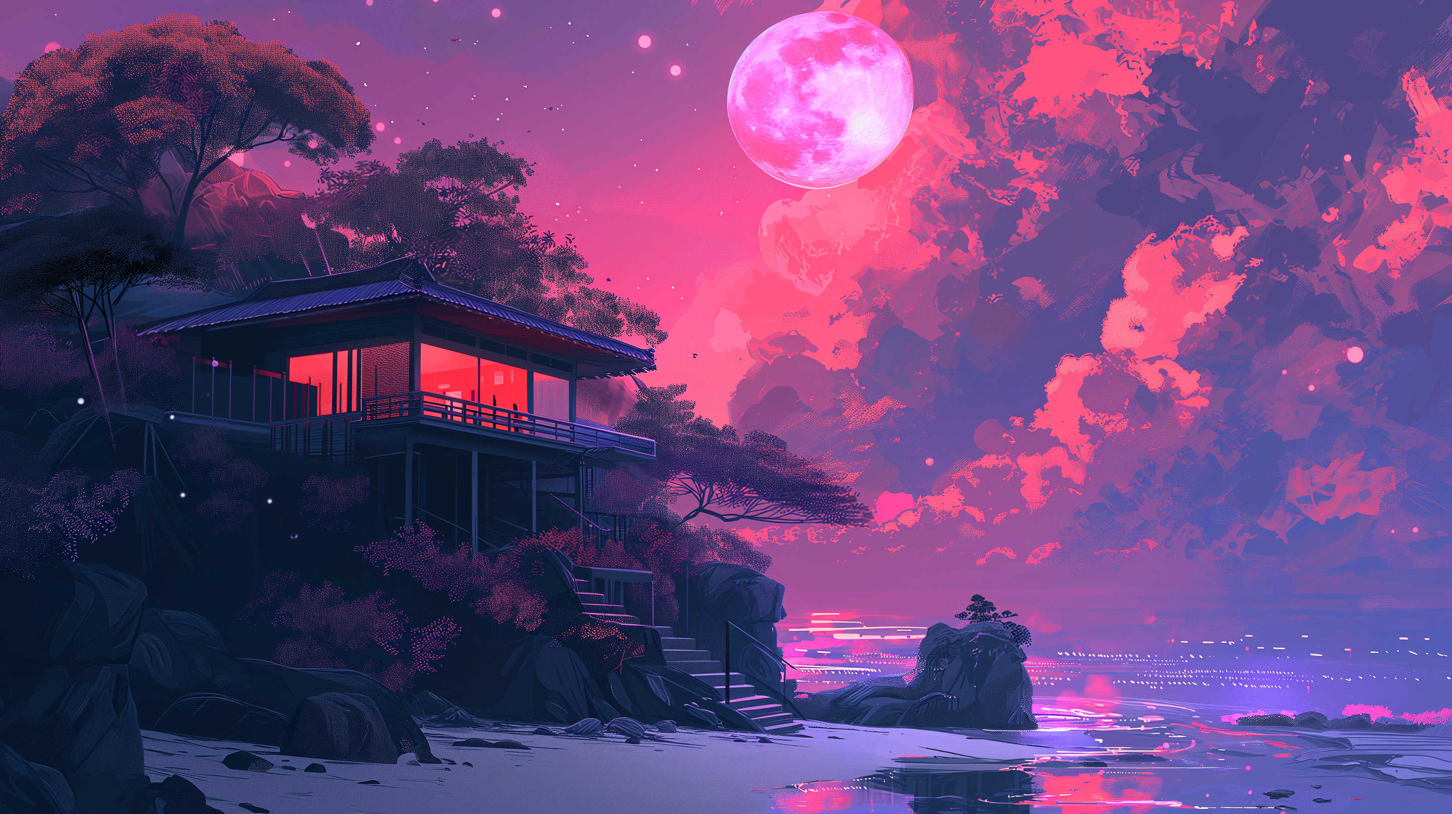 Japan villa, Aesthetic Wallpaper, 2920x1640 HD Desktop