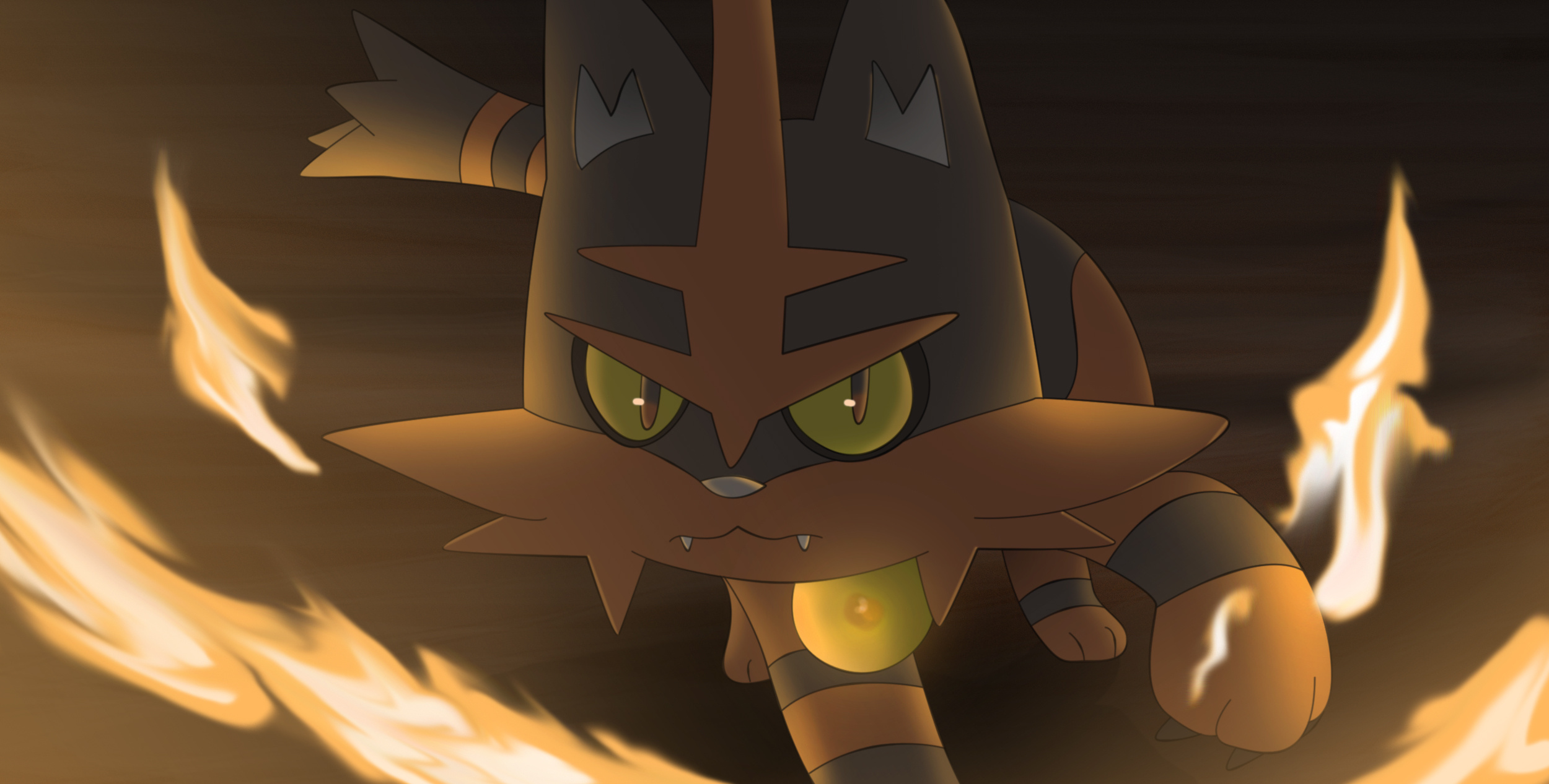 Litten, Pokemon anime, Evolution, Torracat, 2500x1270 HD Desktop