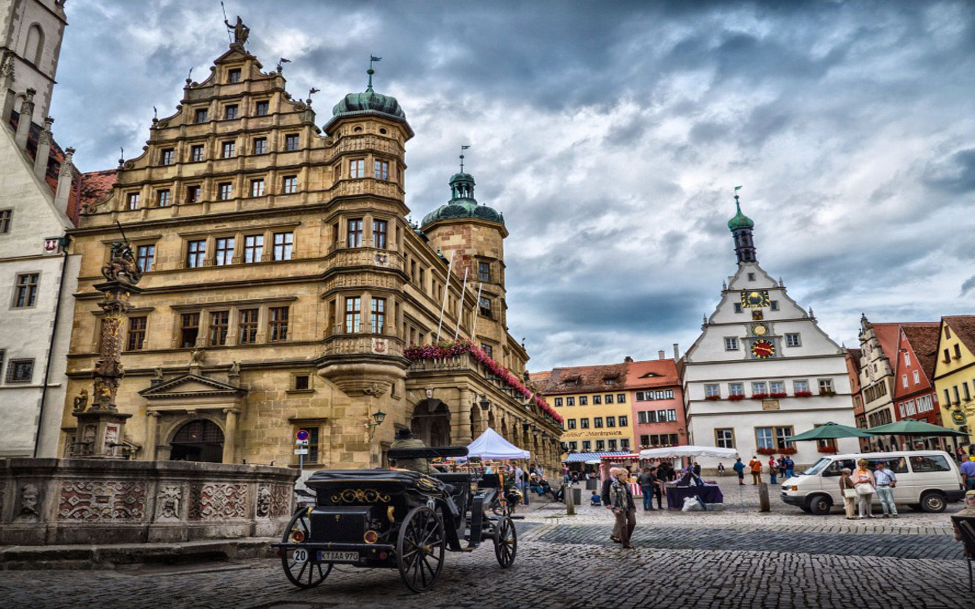 Rothenburg ob der tauber, Marktplatz view, German town square, Medieval charm, 1920x1200 HD Desktop