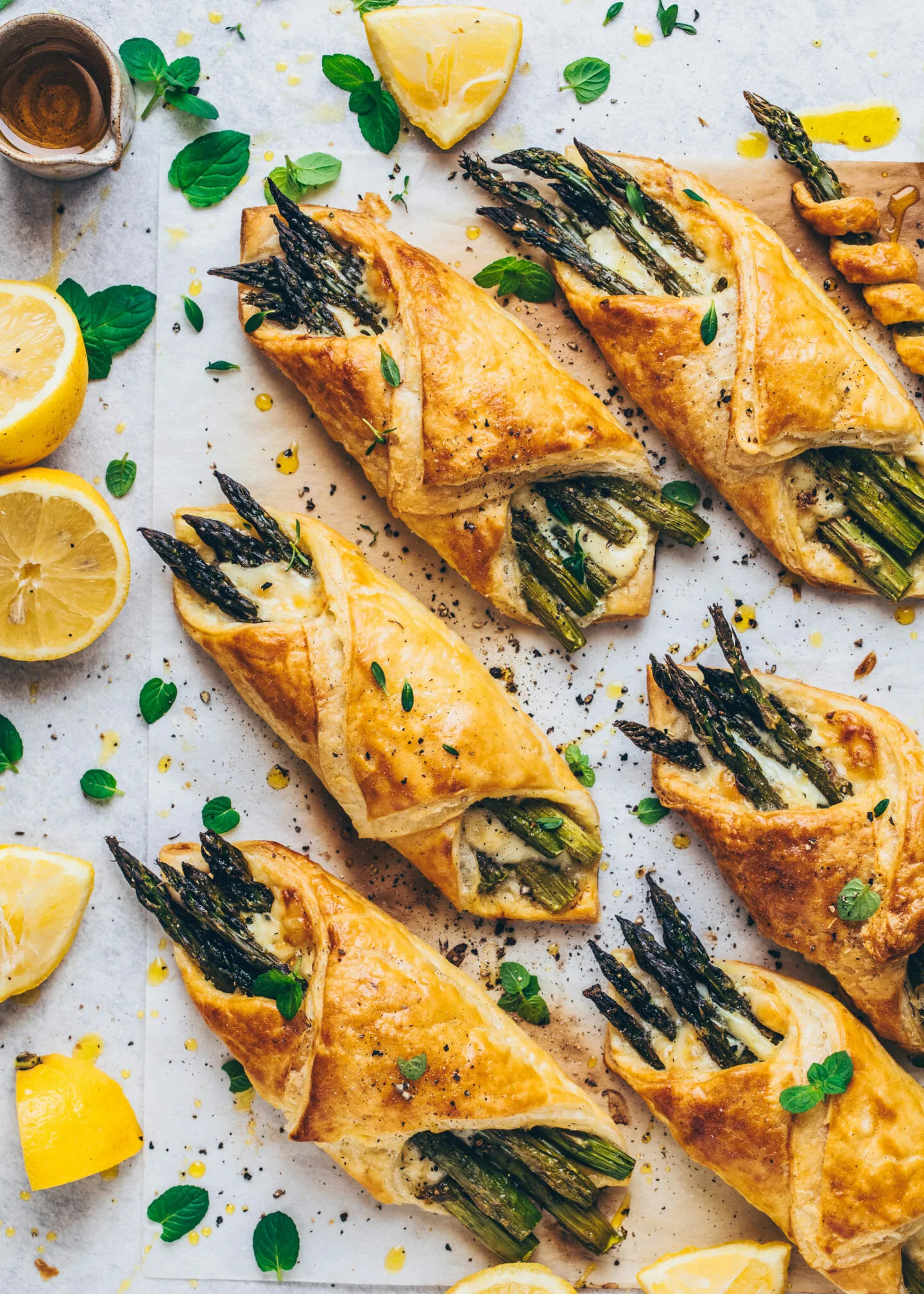 Asparagus puff pastry bundles, Vegan pastry recipe, Savory delight, Irresistible appetizer, 1440x2020 HD Phone