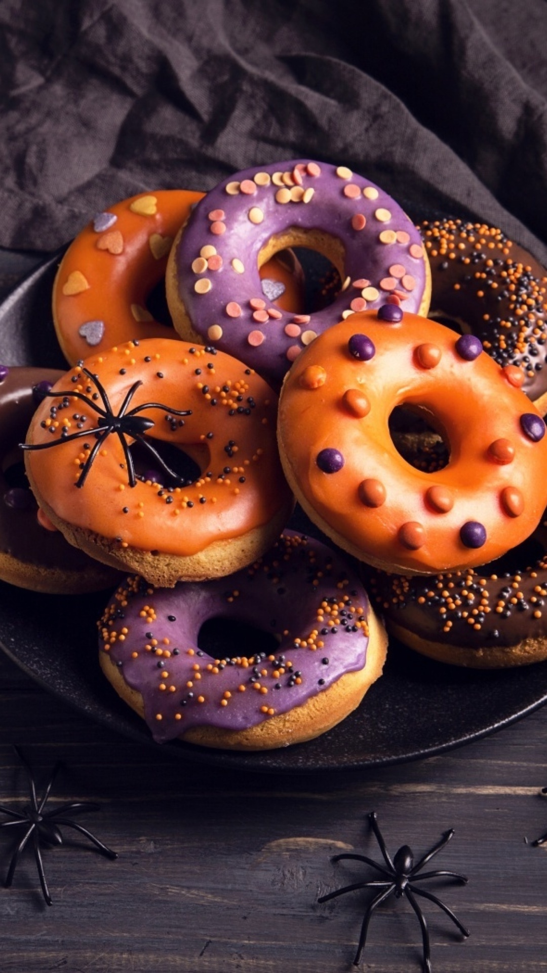 Halloween donuts wallpaper, Festive iPhone background, Spooky delight, Sweet treat, 1080x1920 Full HD Phone