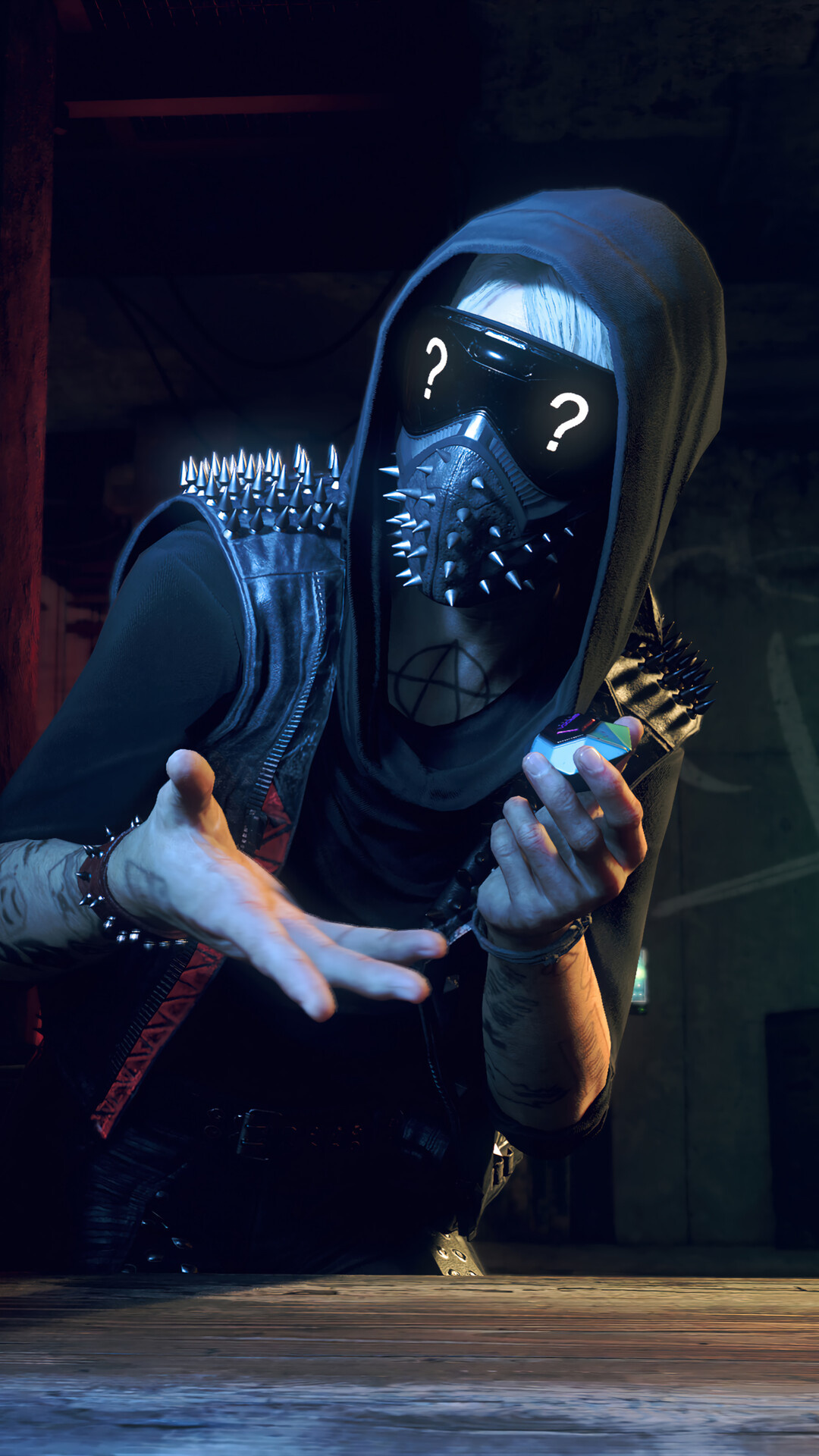Wrench Watch Dogs 2, spiked LED mask, studded leather vest, Full HD Phone wallpaper
