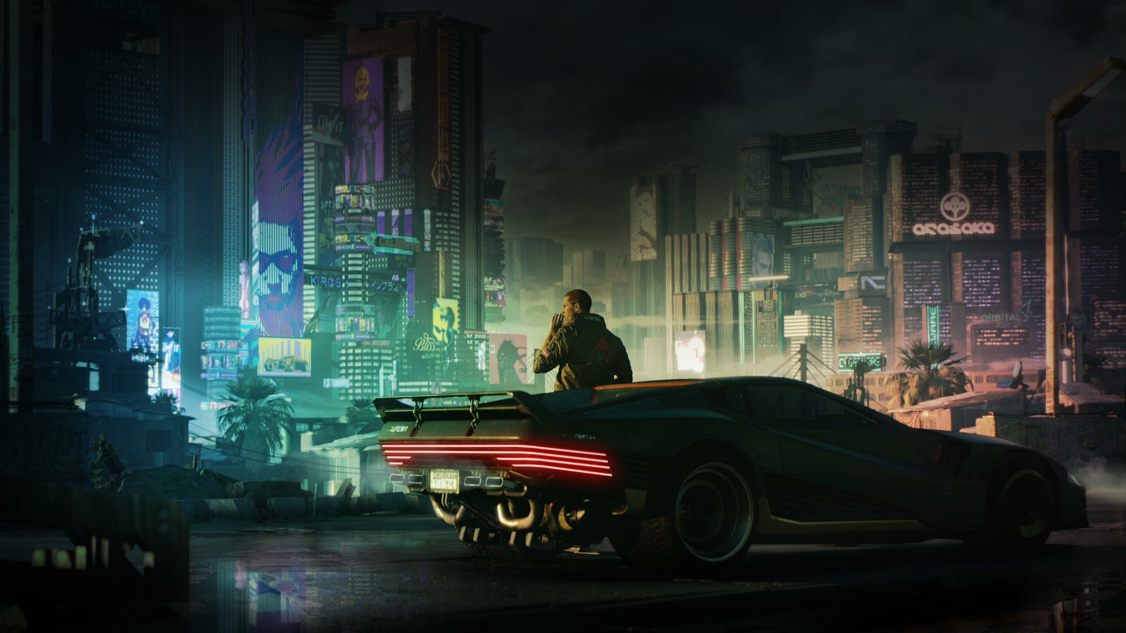 Cyberpunk 2077, Futuristic cars, High-speed chase, Technological marvels, 3840x2160 4K Desktop
