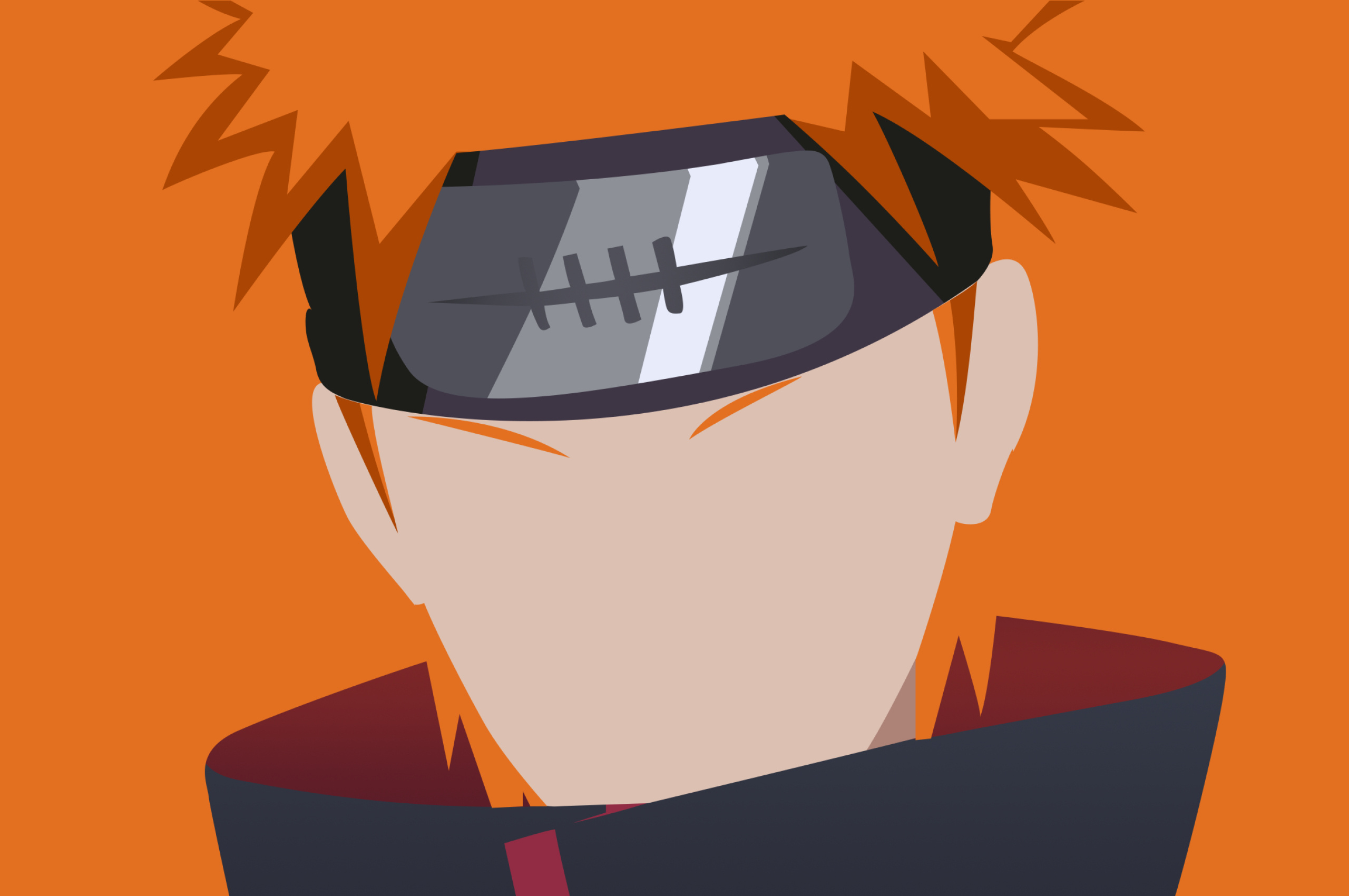 Pain Deva Path, scratched Amegakure headband, Akatsuki high collar, HD Desktop wallpaper