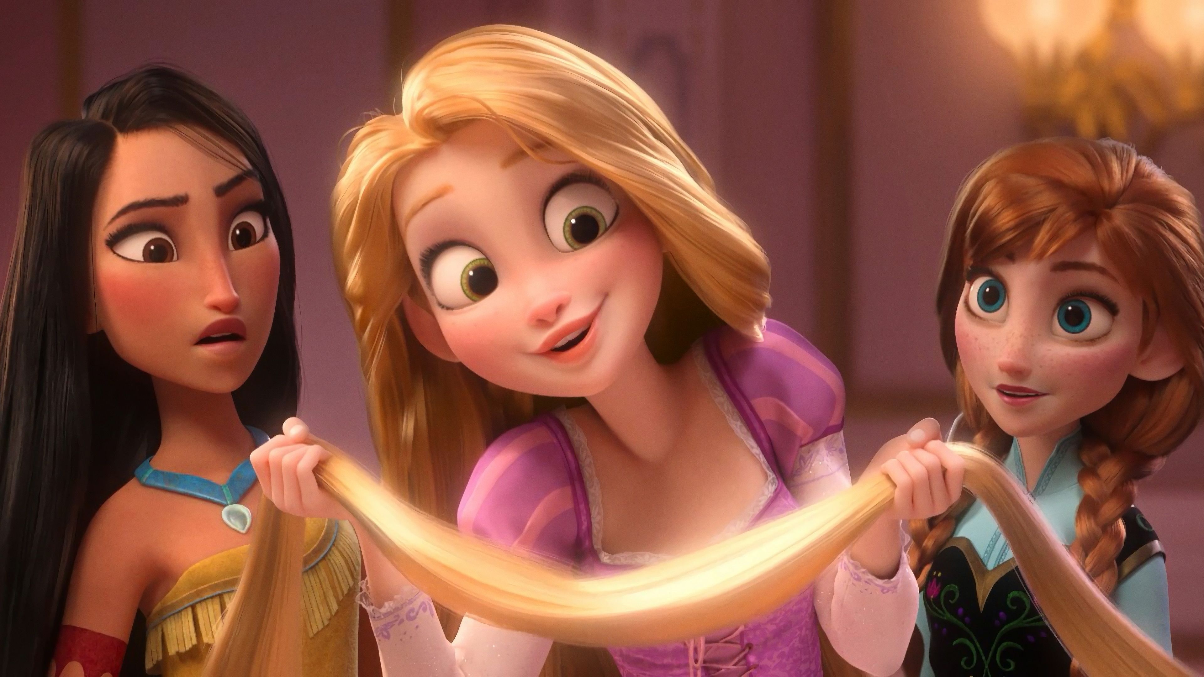 Pocahontas and Anna, Rapunzel Wallpaper, 3840x2160 4K Desktop