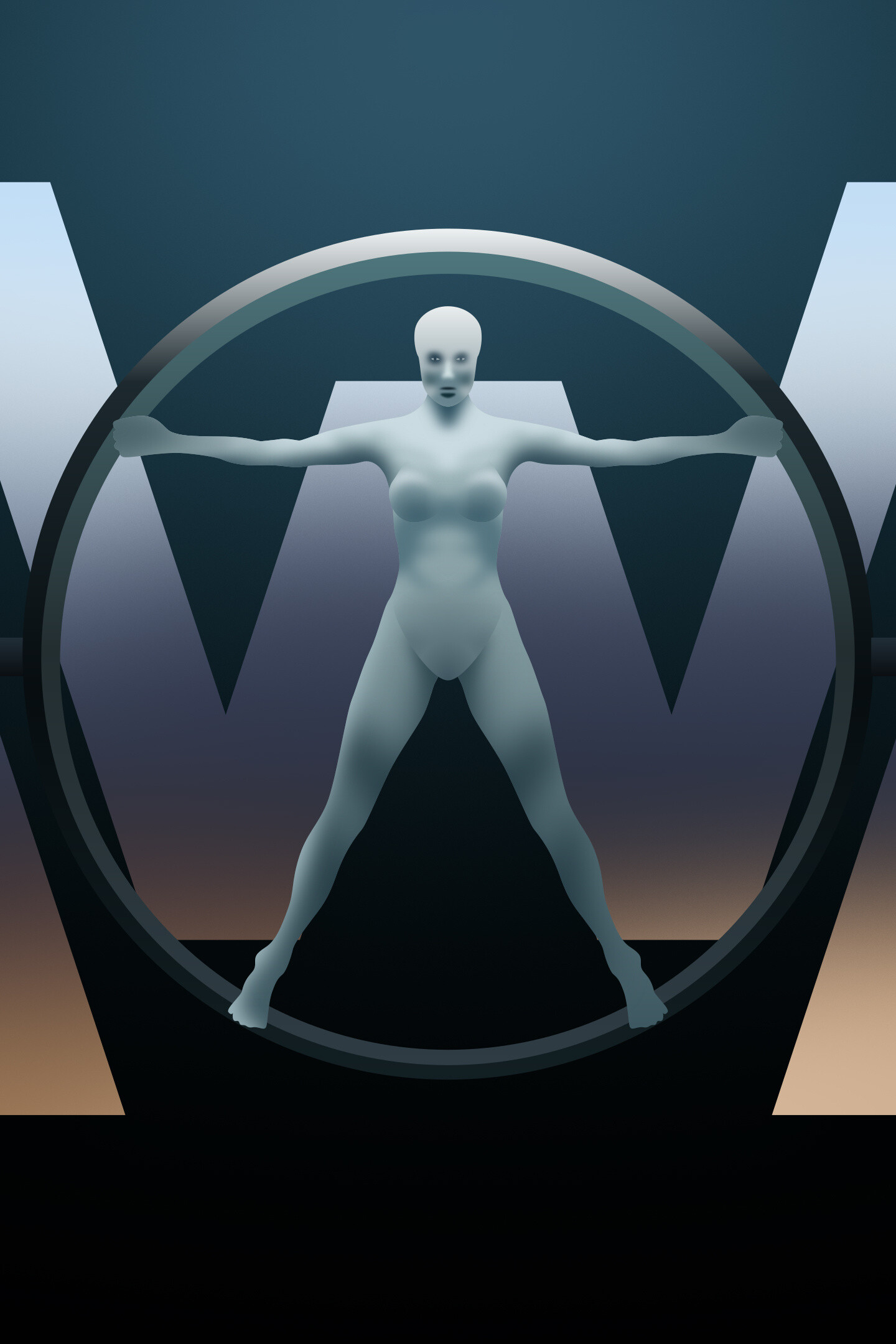 Westworld TV show, Downloadable logo wallpaper, Digital art masterpiece, High-resolution image, 1440x2160 HD Phone