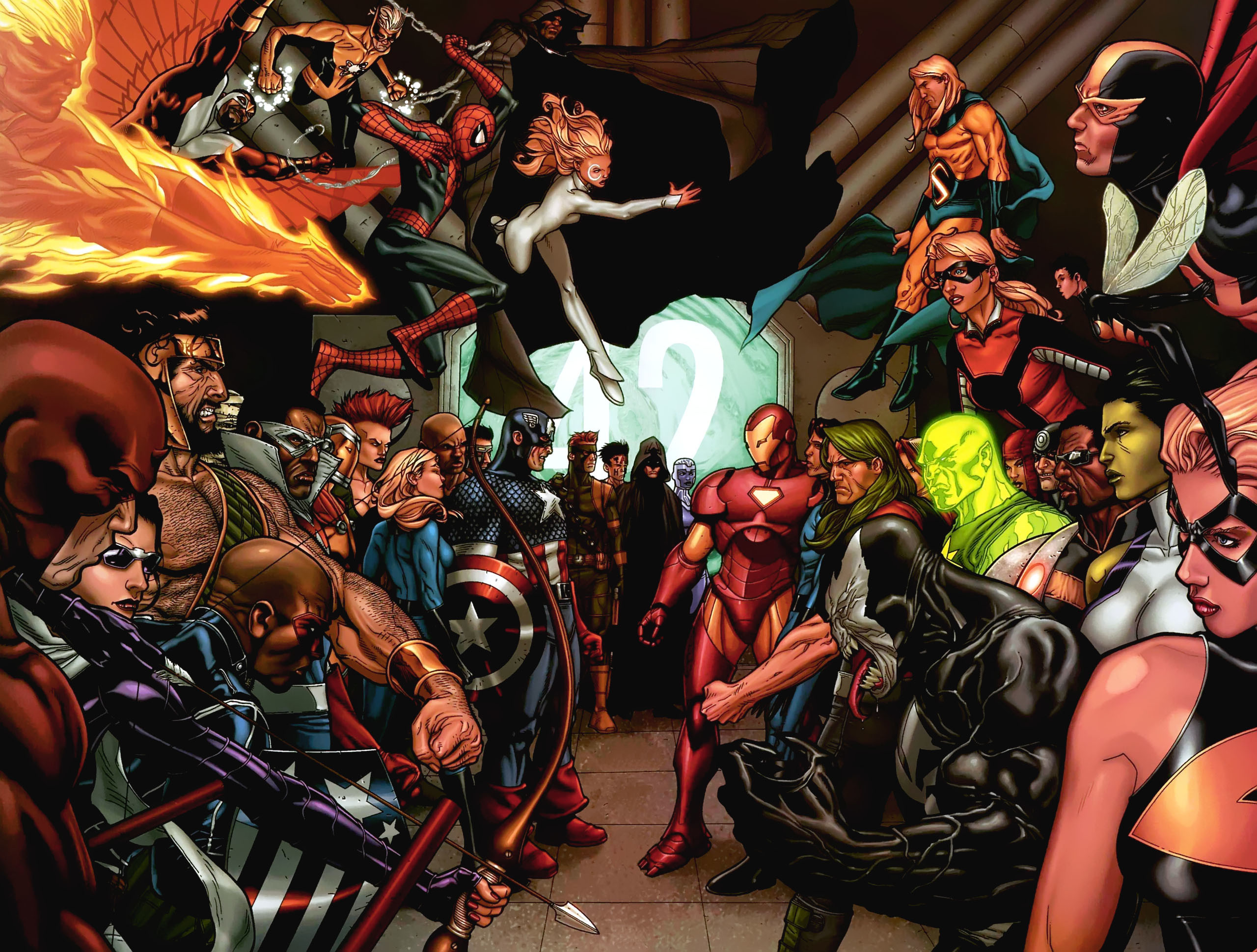 Marvel Civil War, Captain America, Iron Man, Spider-Man, Negative Zone Prison 42, HD Desktop wallpaper
