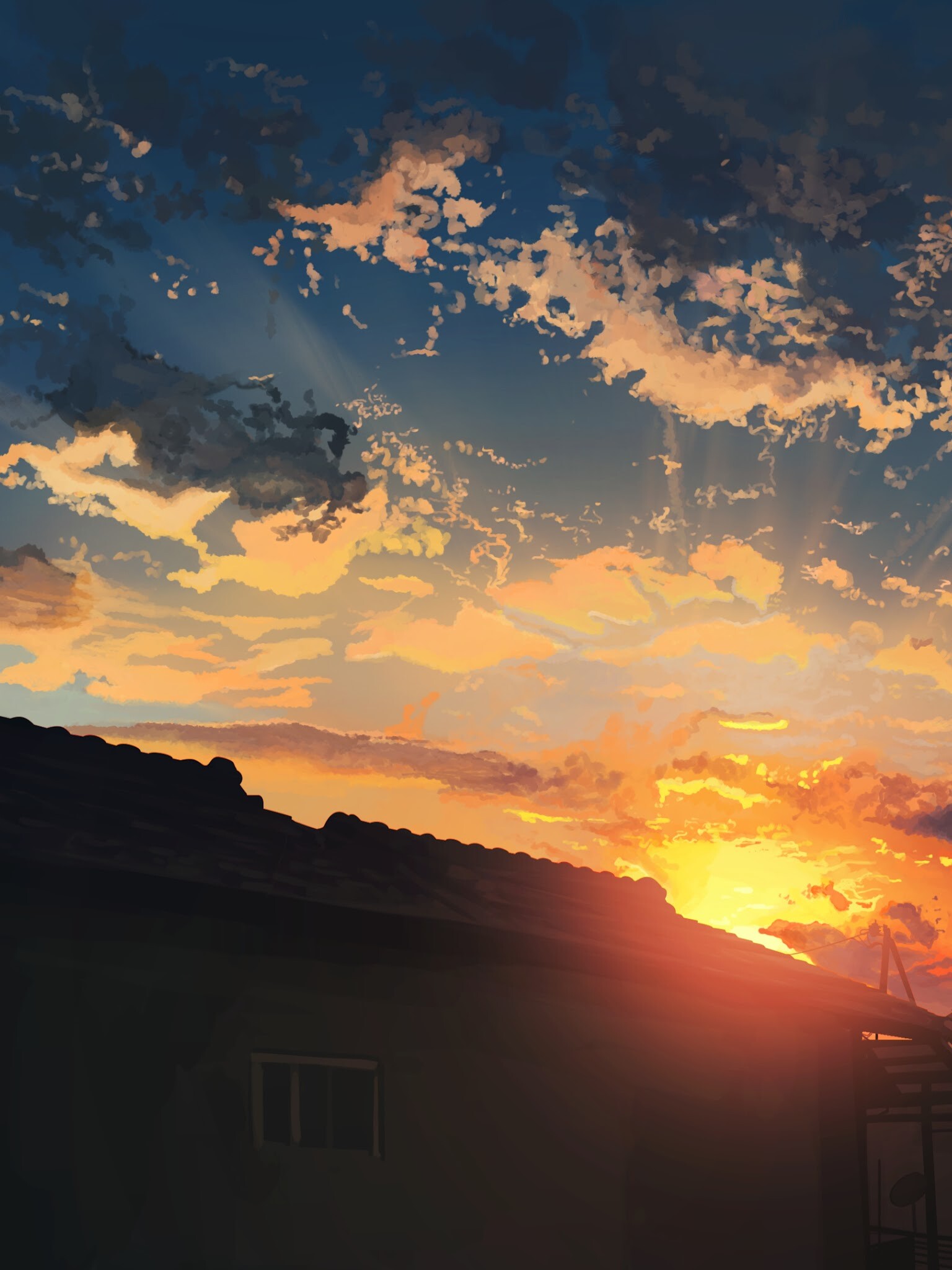 Anime scenery, Sunrise clouds, Sky, 1540x2050 HD Phone