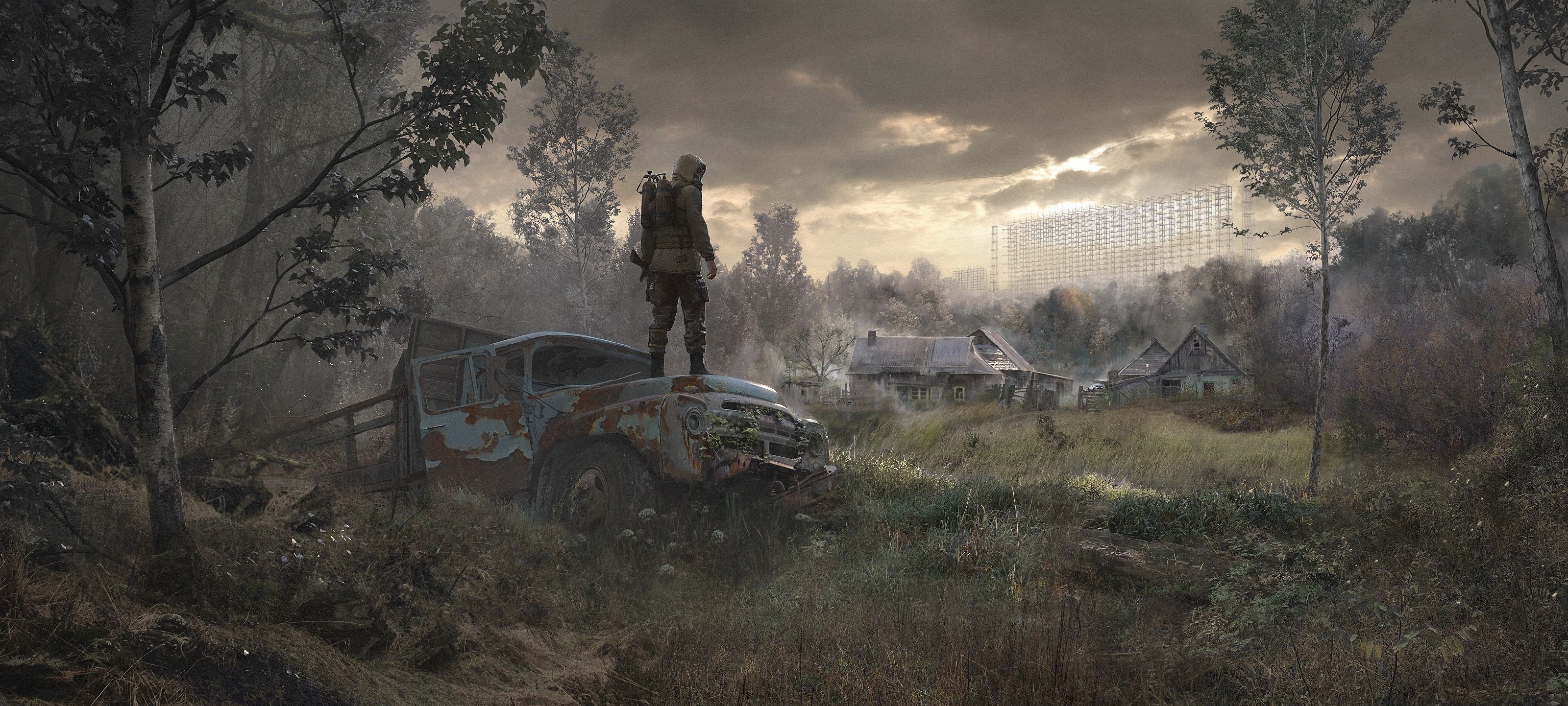 Duga radar, S.T.A.L.K.E.R. 2 Wallpaper, 3200x1450 Dual Screen Desktop