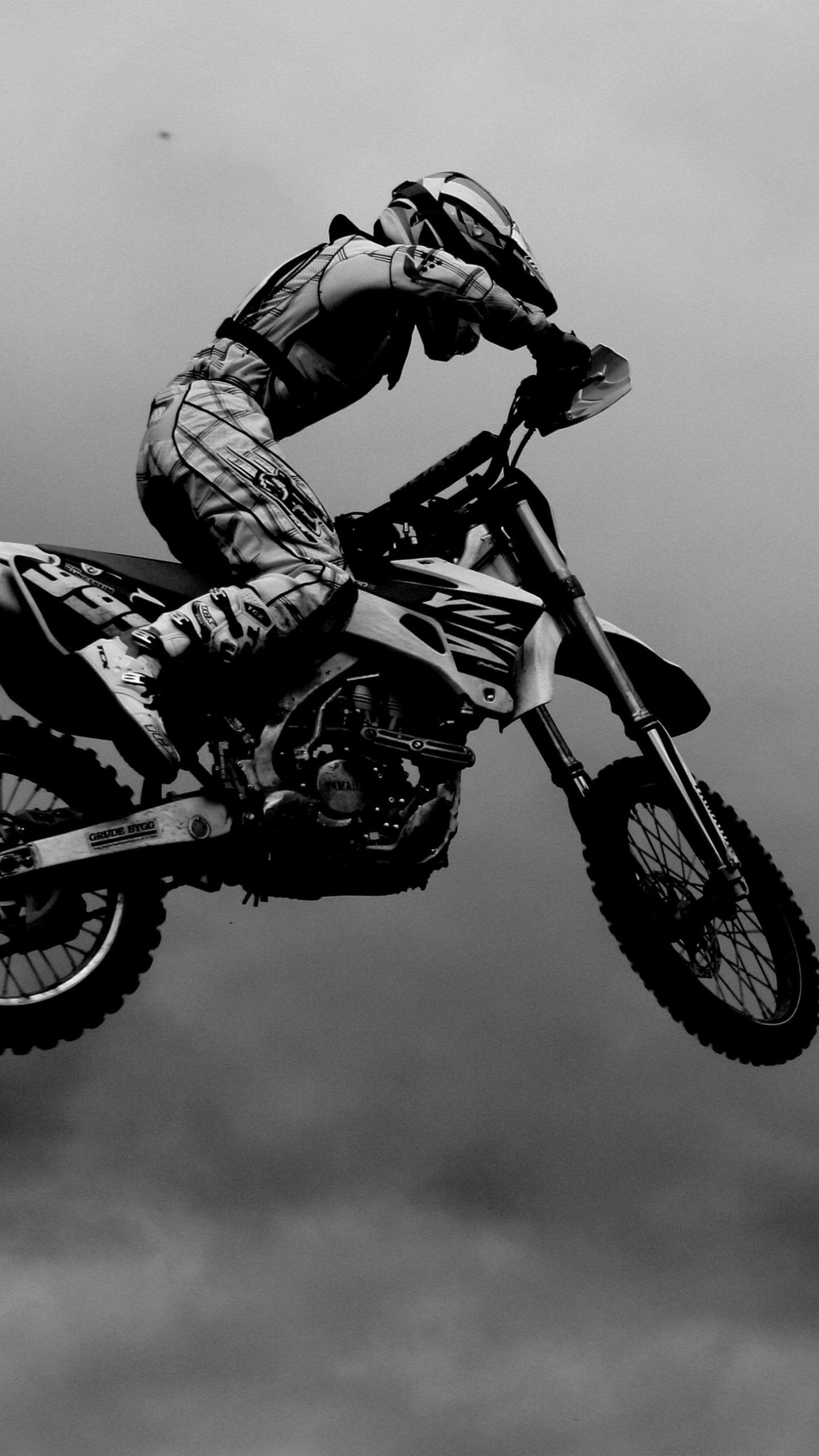 Motocross, black & white, 4K ultra HD mobile wallpaper, 1440x2560 HD Phone