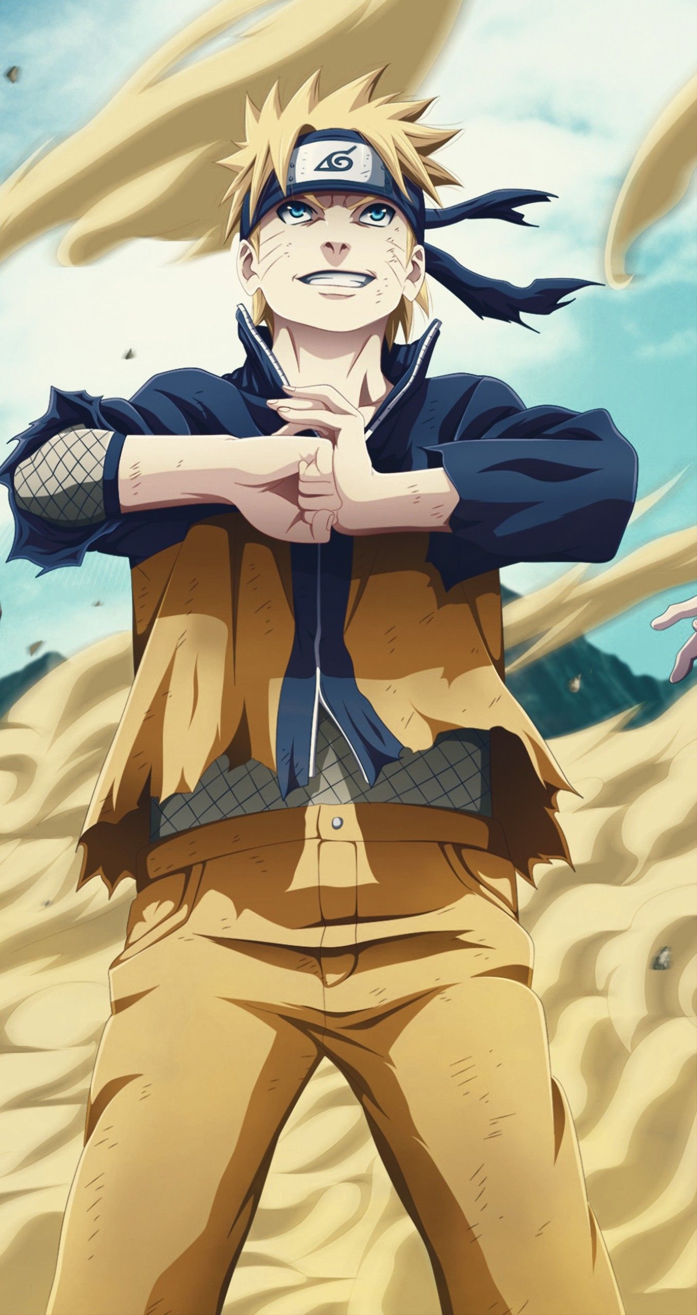 Naruto Uzumaki, Leaf Village headband, torn orange tracksuit, HD Phone wallpaper