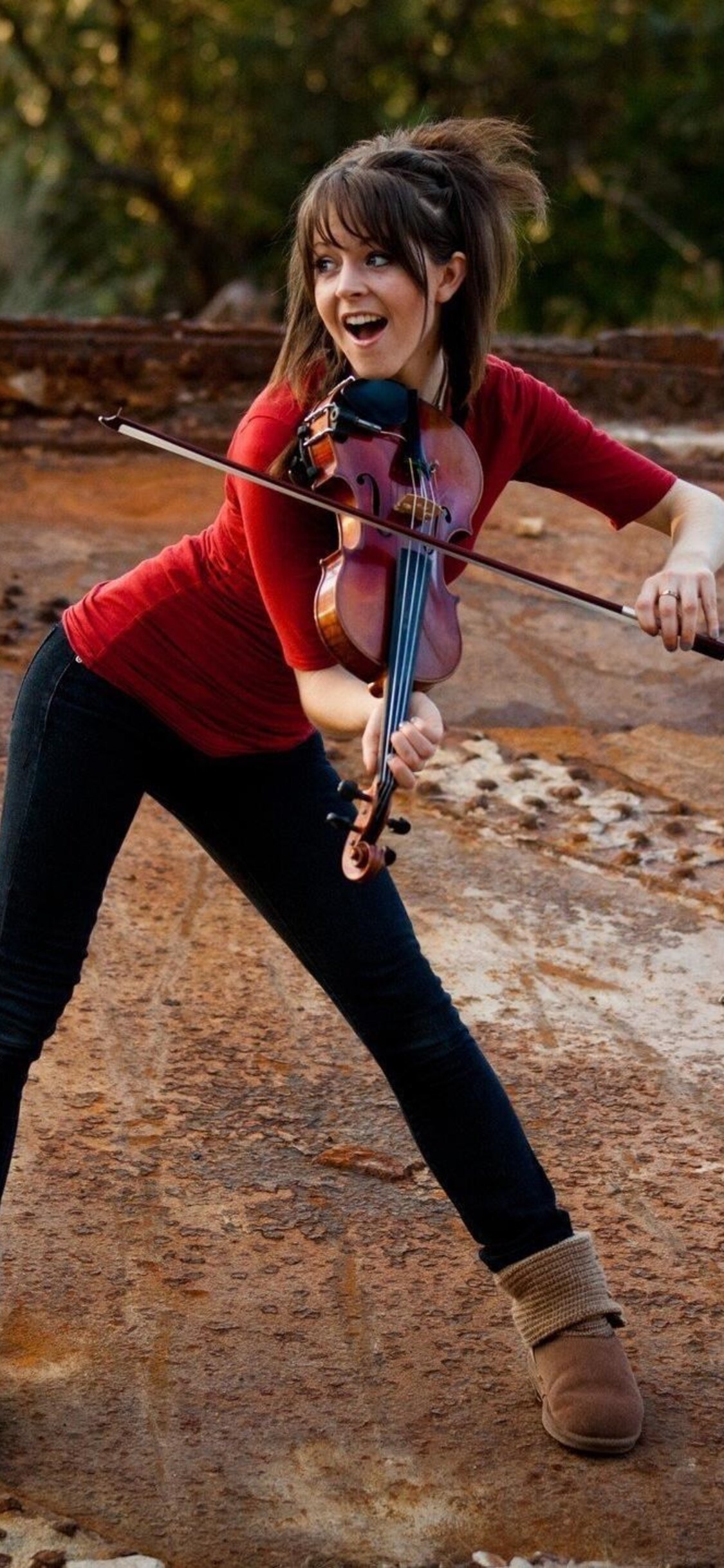Lindsey Stirling, Posing for iPhone XS, HD 4K wallpapers, Striking visuals, 1130x2440 HD Phone