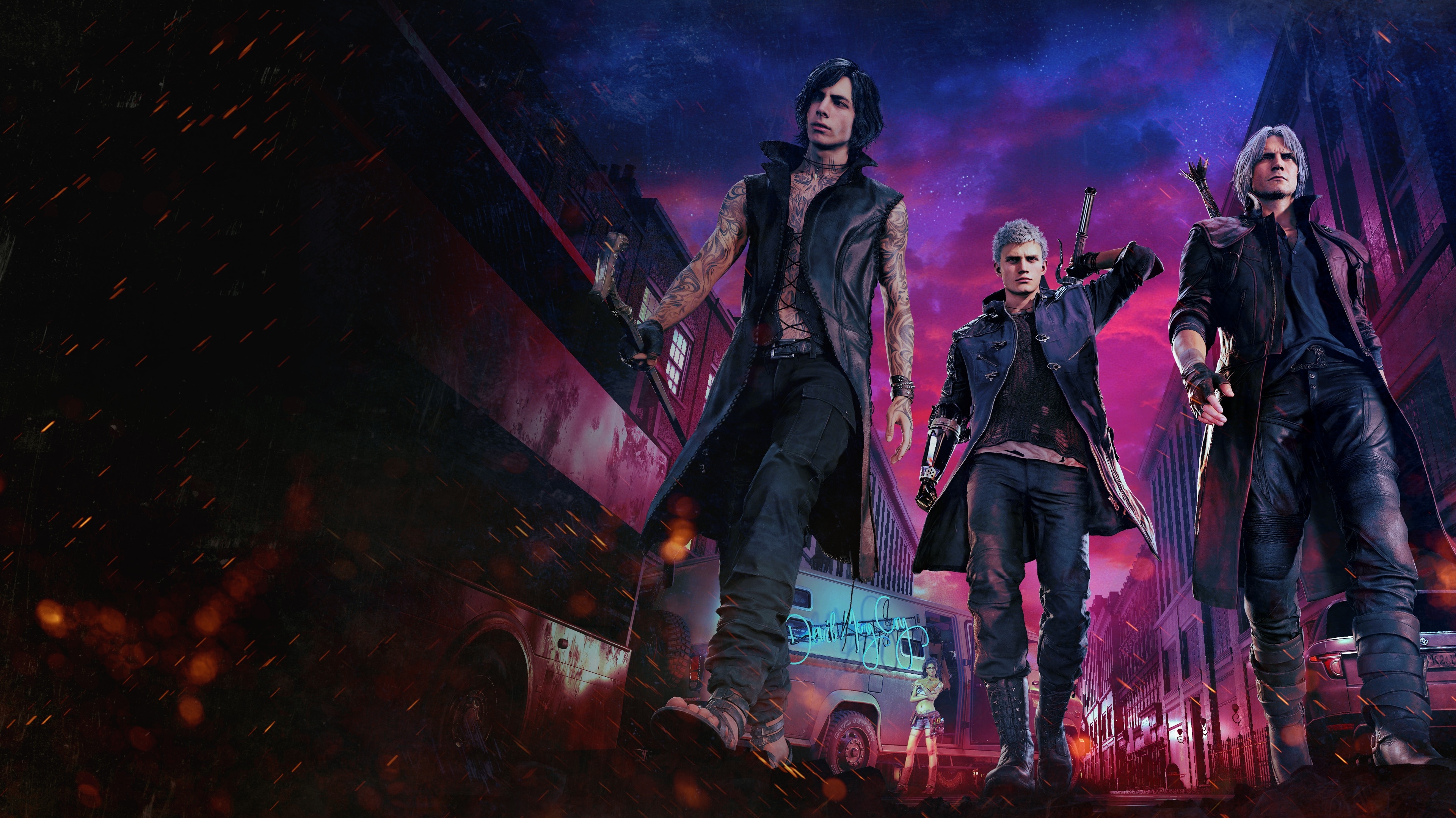 V, Nero, Dante, Devil May Cry van, 4K Desktop wallpaper
