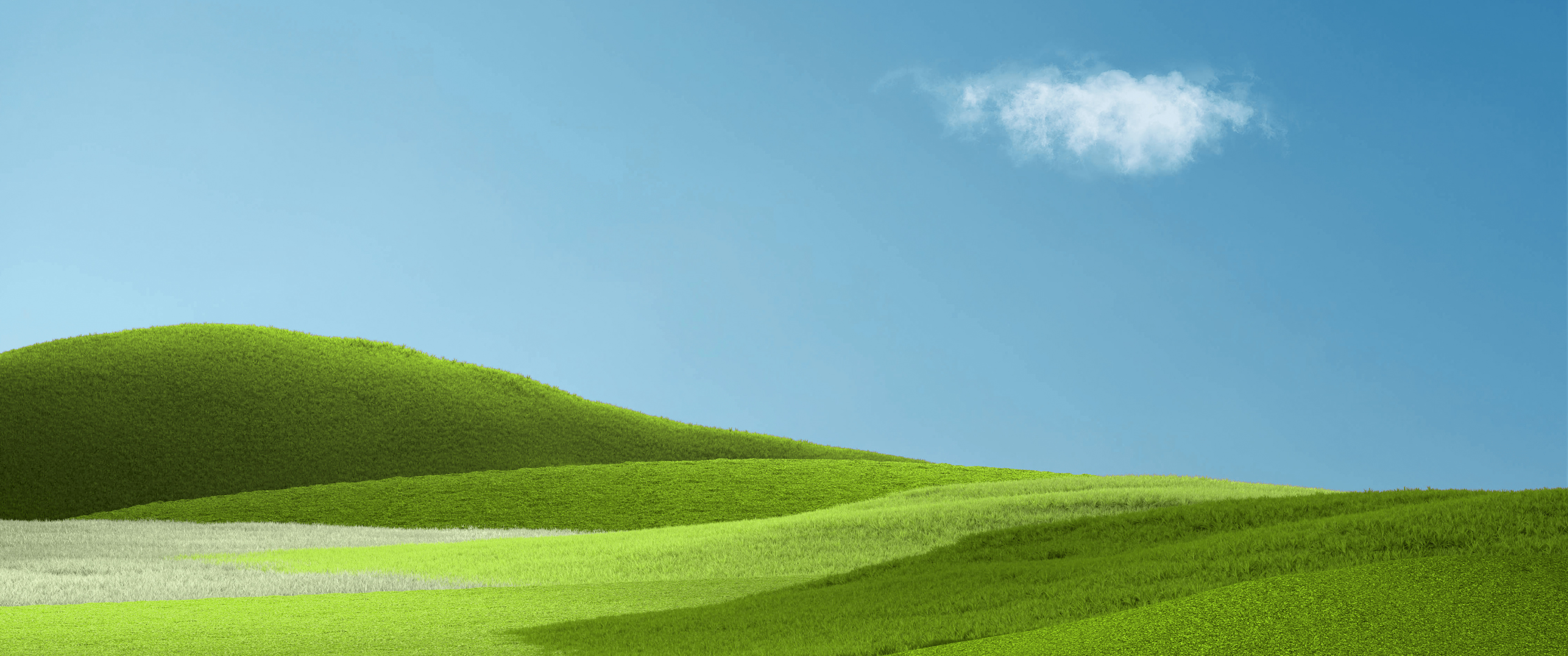 Aesthetic wallpaper 4K, Landscape grass field, Clear blue sky, Nature's beauty, 3440x1440 Dual Screen Desktop