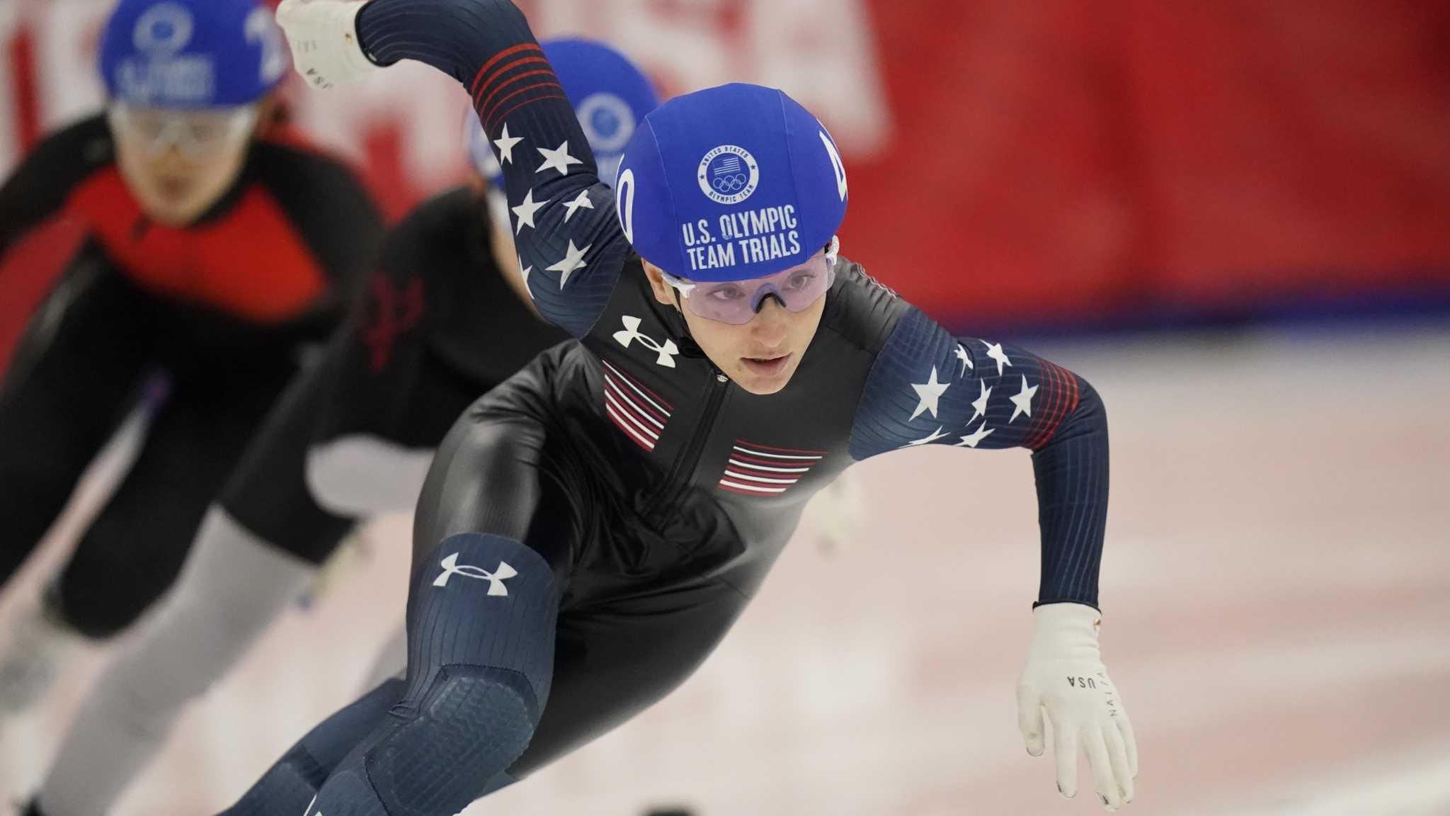 Fairfield Speed Skater, Kristen Santos, Beijing Winter Olympics, 2050x1160 HD Desktop