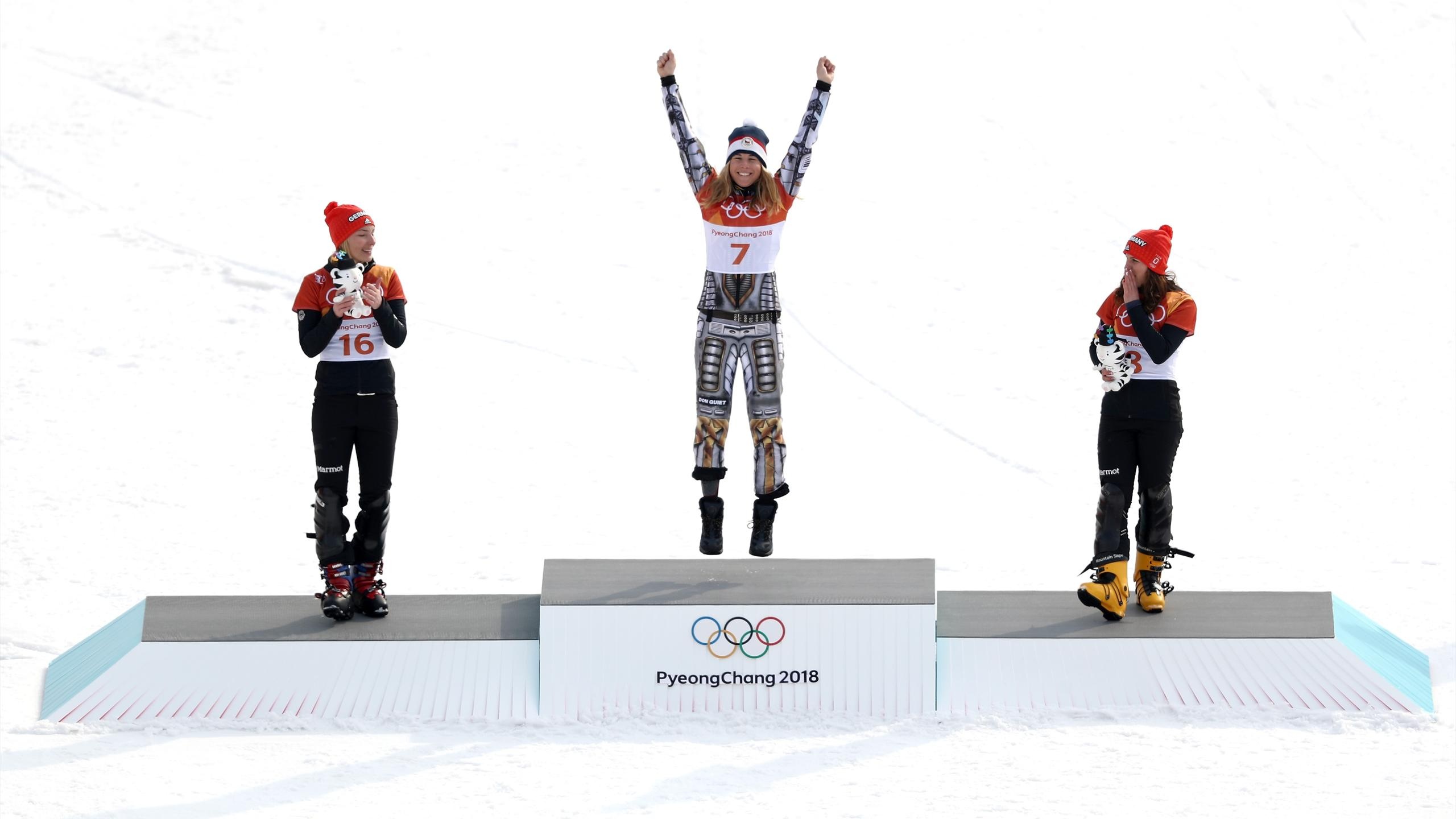 Czech Republic's Ester Ledecka, Parallel giant slalom, Eurosport, 2560x1440 HD Desktop