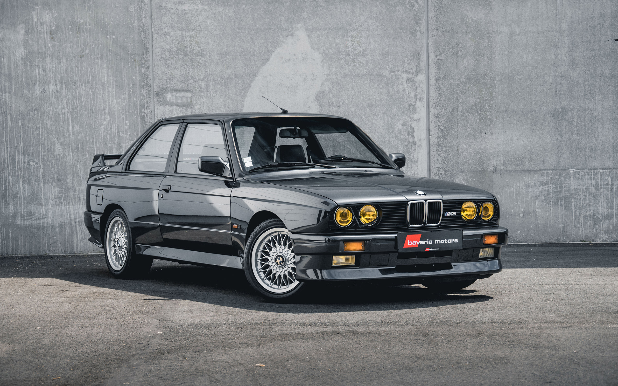 BMW M3 E30, bavaria motors, yellow headlights, HD Desktop wallpaper
