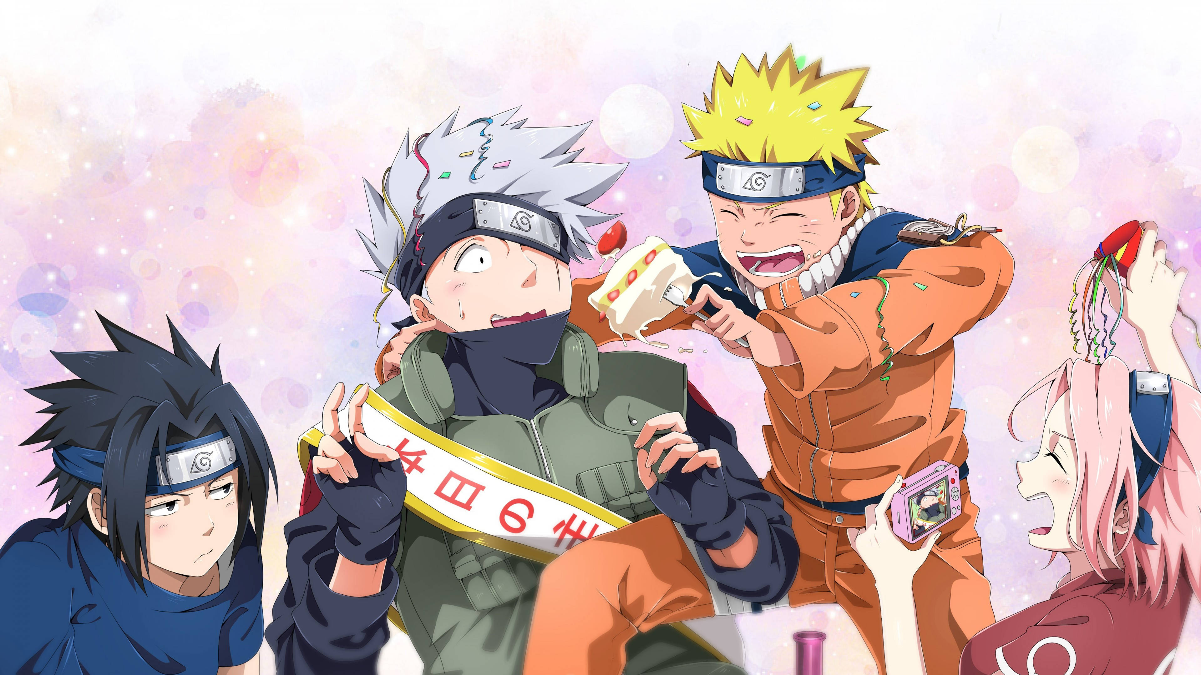 Kakashi Hatake, Naruto Uzumaki, Sasuke Uchiha, Sakura Haruno, Team 7, 4K Desktop wallpaper