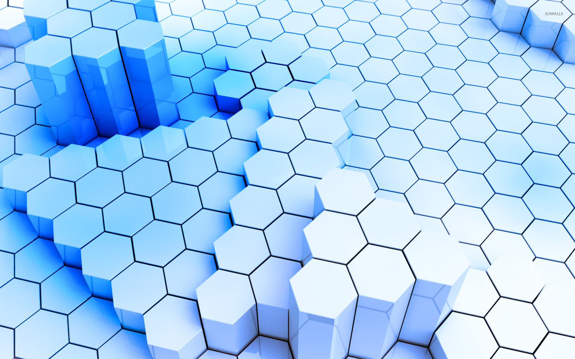 Blue hexagons pattern, 3D wallpaper, Vibrant design, Geometric shapes, 1920x1200 HD Desktop