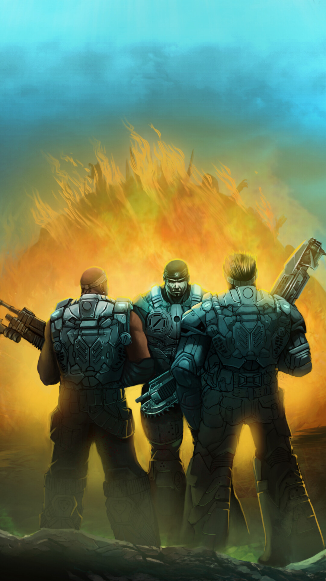 Gears of War, Explosive battles, Post-apocalyptic world, Iconic characters, 1080x1920 Full HD Phone