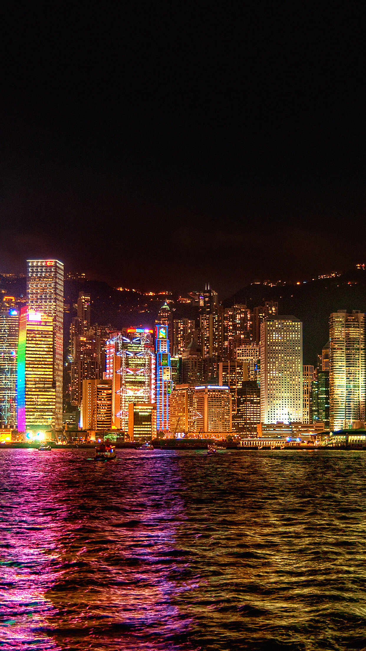 Night symphony, City lights spectacle, Glowing reflections, Urban enchantment, 1250x2210 HD Phone